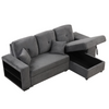 Reversible Sleeper Sectional Sofa Bed with Side Shelf and 2 Stools - Blue Black Sensual Secret Boutique