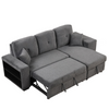 Reversible Sleeper Sectional Sofa Bed with Side Shelf and 2 Stools - Blue Black Sensual Secret Boutique