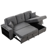 Reversible Sleeper Sectional Sofa Bed with Side Shelf and 2 Stools - Blue Black Sensual Secret Boutique