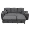 Reversible Sleeper Sectional Sofa Bed with Side Shelf and 2 Stools - Blue Black Sensual Secret Boutique