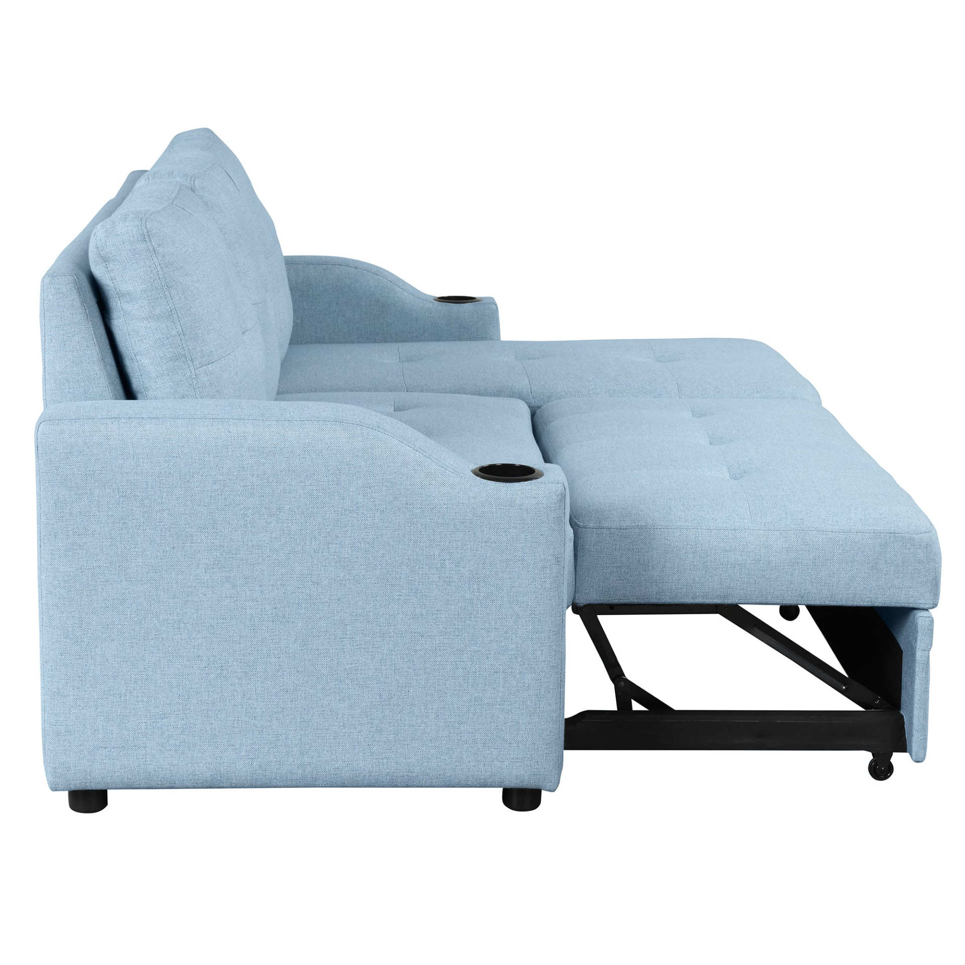 80.3" Pull Out Sofa Bed Modern Padded Upholstered Sofa Bed with Storage Chaise and Cup Holder Sensual Secret Boutique