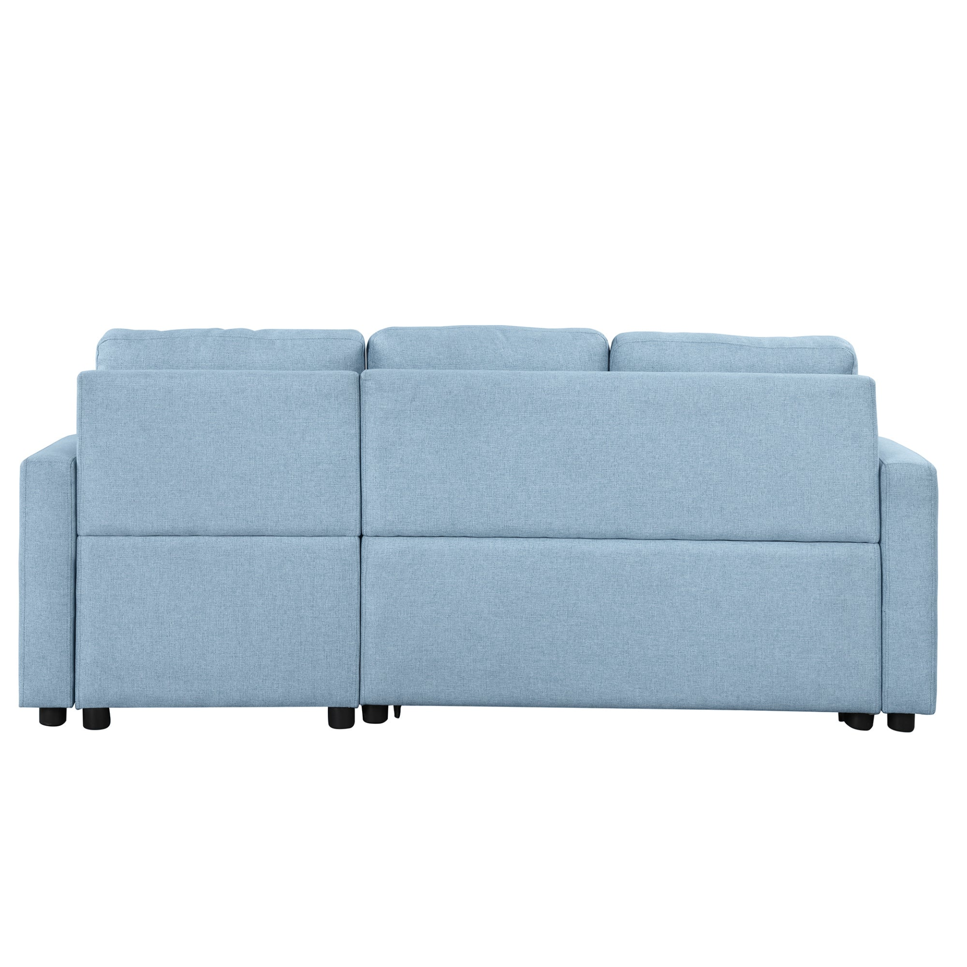 80.3" Pull Out Sofa Bed Modern Padded Upholstered Sofa Bed with Storage Chaise and Cup Holder Sensual Secret Boutique