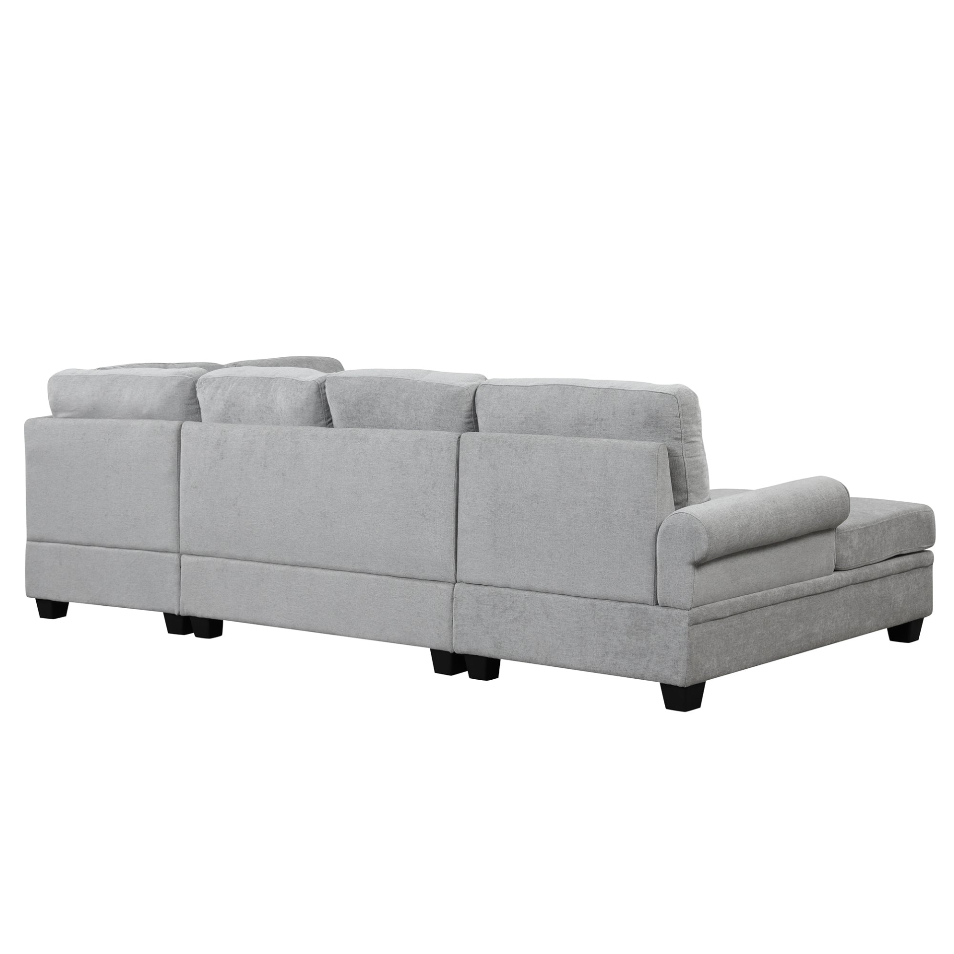 120" Modern U-Shaped Corner Sectional Sofa Upholstered Linen Fabric Sofa Couch - Gray Sensual Secret Boutique