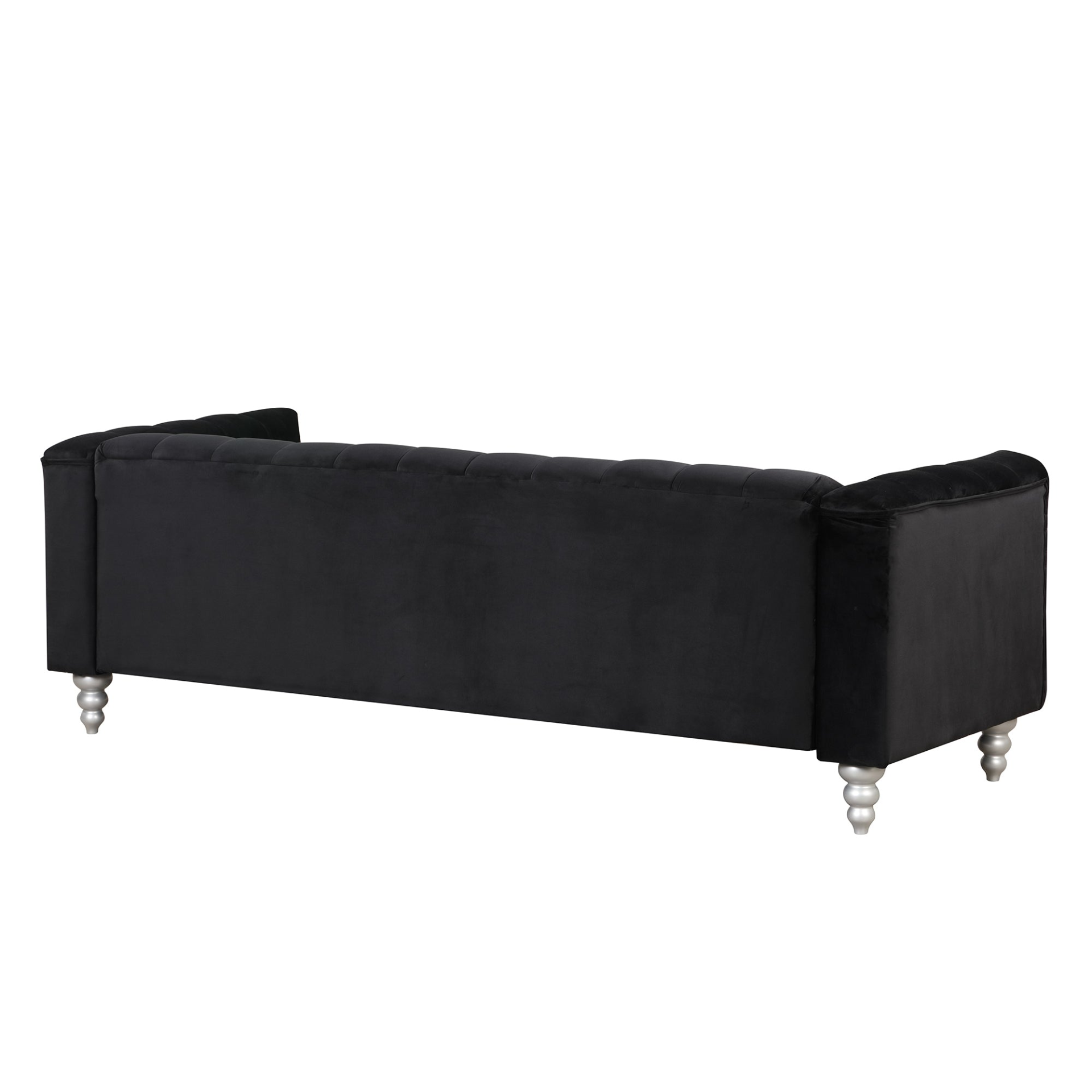 89" Modern Sofa Dutch Fluff Upholstered Sofa with Solid Wood Legs, Buttoned Tufted Backrest, Black Sensual Secret Boutique