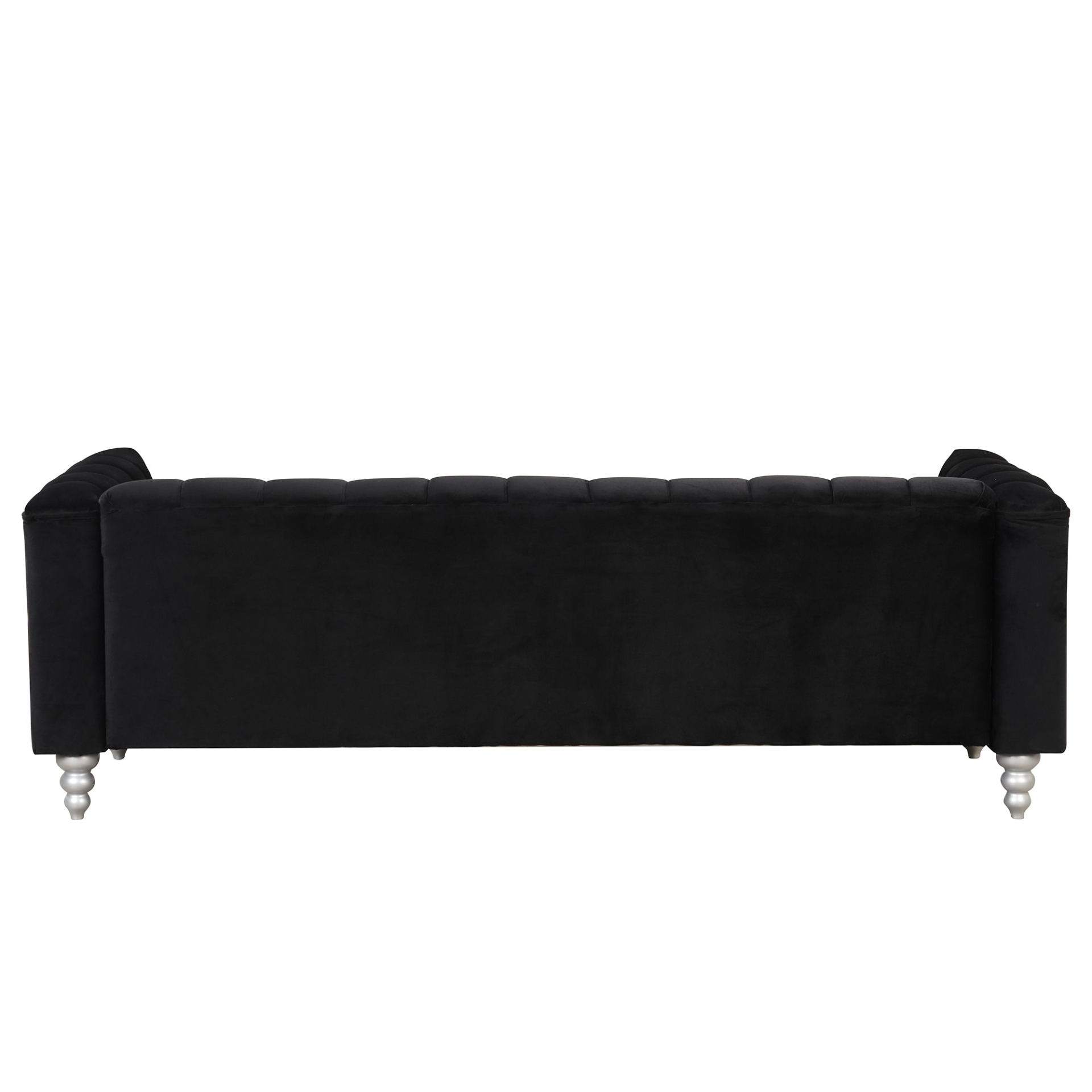 89" Modern Sofa Dutch Fluff Upholstered Sofa with Solid Wood Legs, Buttoned Tufted Backrest, Black Sensual Secret Boutique