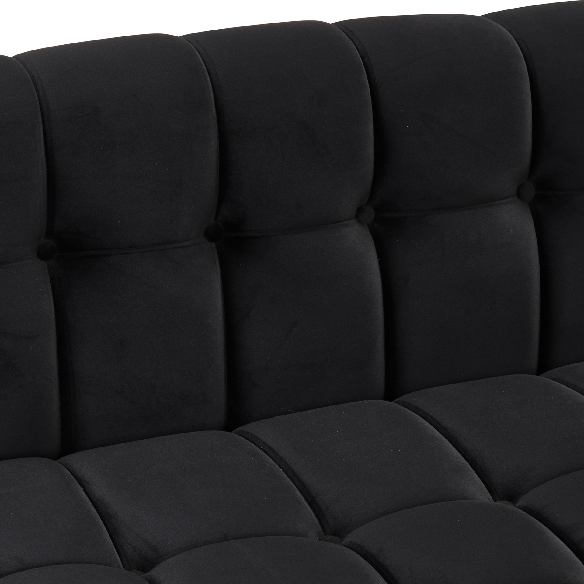 89" Modern Sofa Dutch Fluff Upholstered Sofa with Solid Wood Legs, Buttoned Tufted Backrest, Black Sensual Secret Boutique