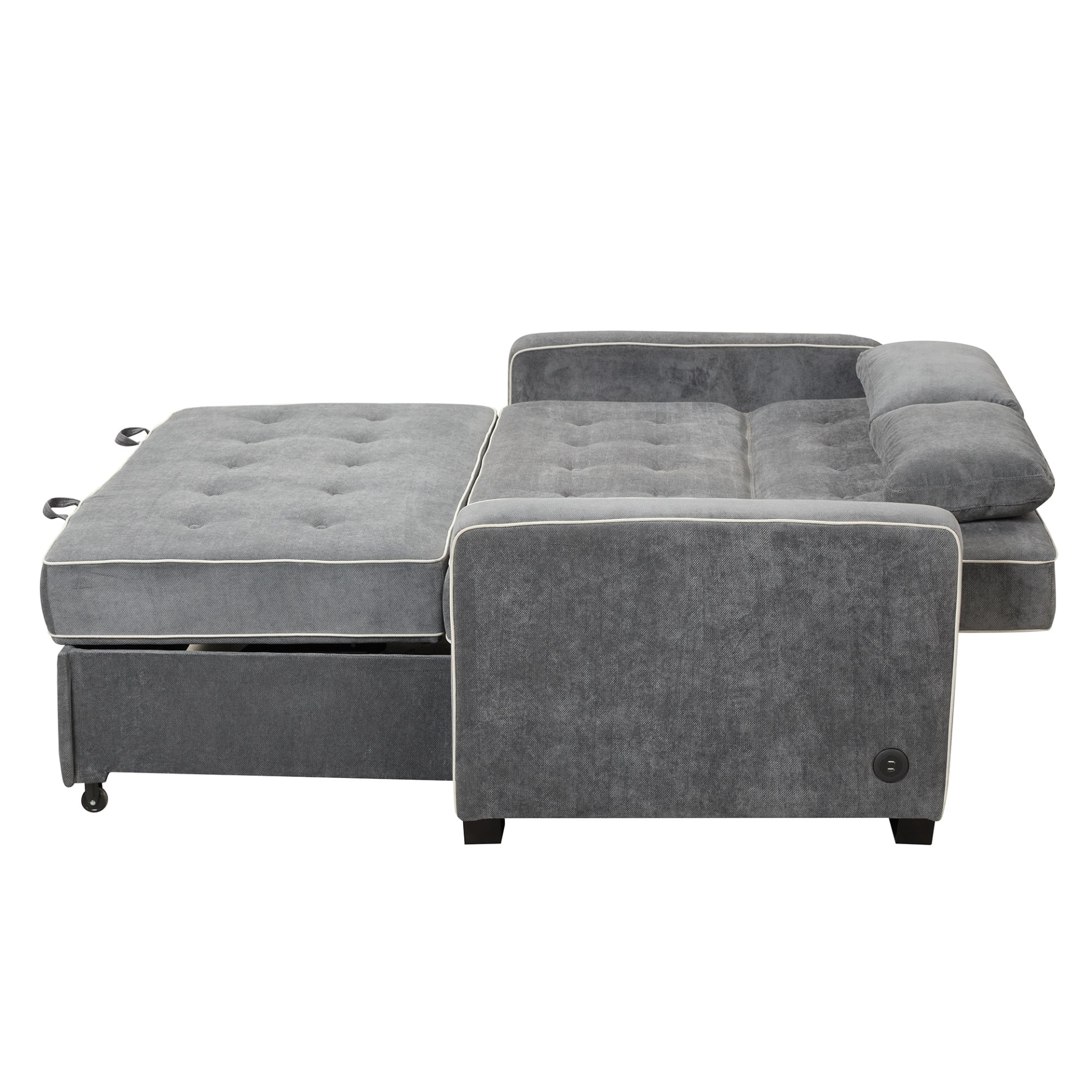 65.7" Linen Upholstered Sleeper Bed, Pull Out Sofa Bed Couch with Adjustable Backrest Sensual Secret Boutique