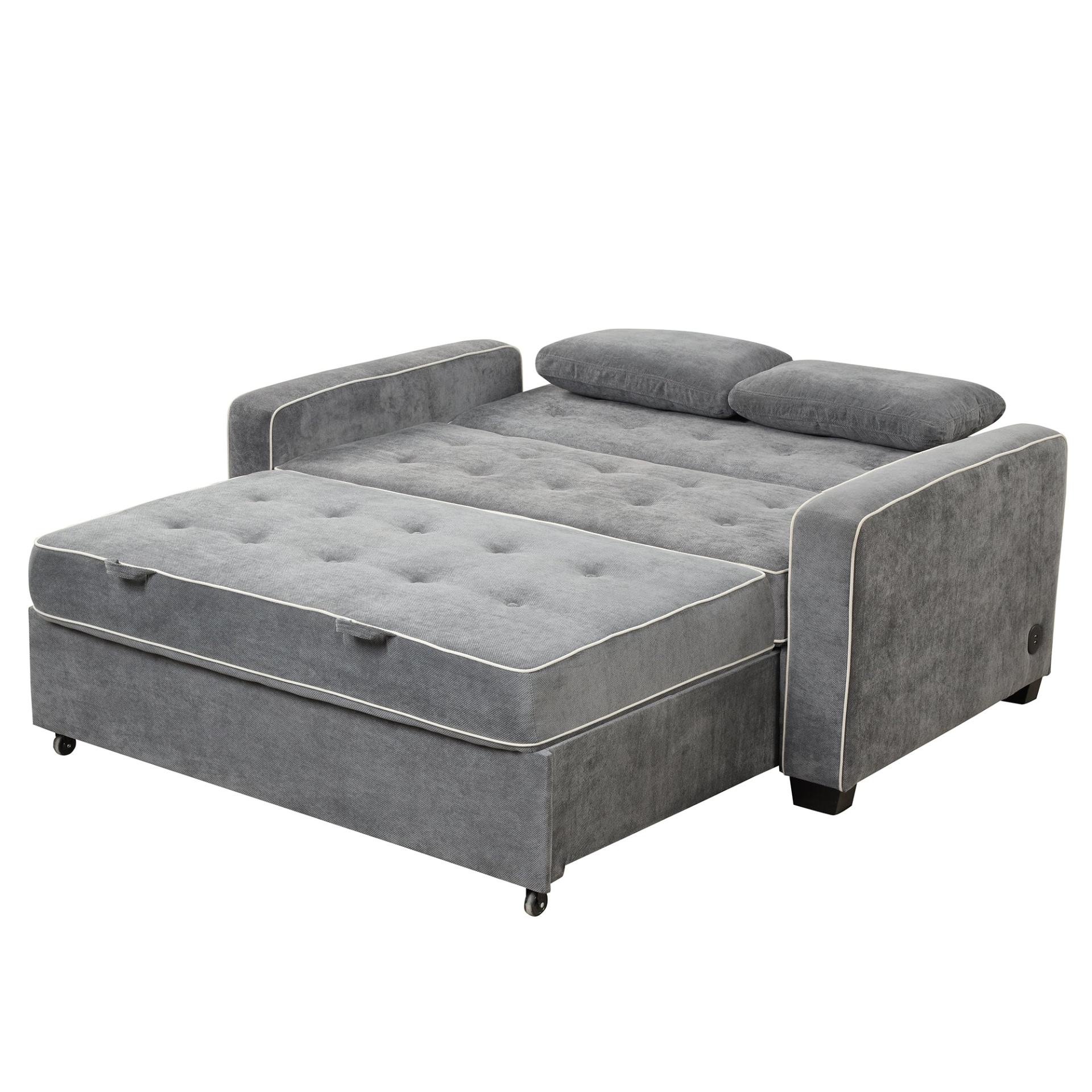 65.7" Linen Upholstered Sleeper Bed, Pull Out Sofa Bed Couch with Adjustable Backrest Sensual Secret Boutique