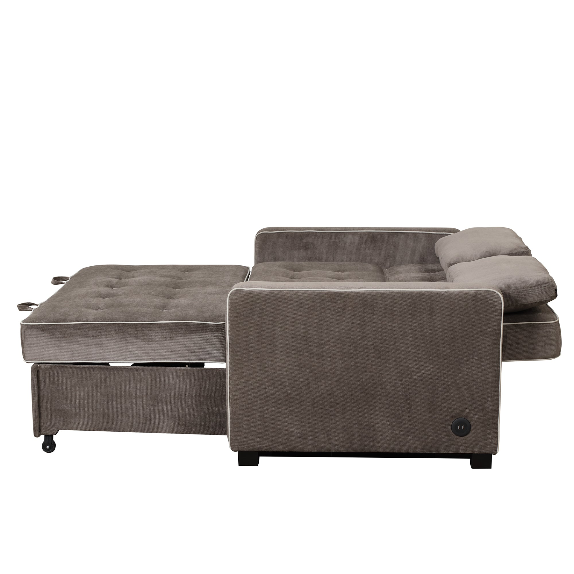 Upgrade Your Living Room with the 65.7" Linen Upholstered Sleeper Bed - Pull Out Sofa Bed Couch with Dual USB Charging Port Sensual Secret Boutique