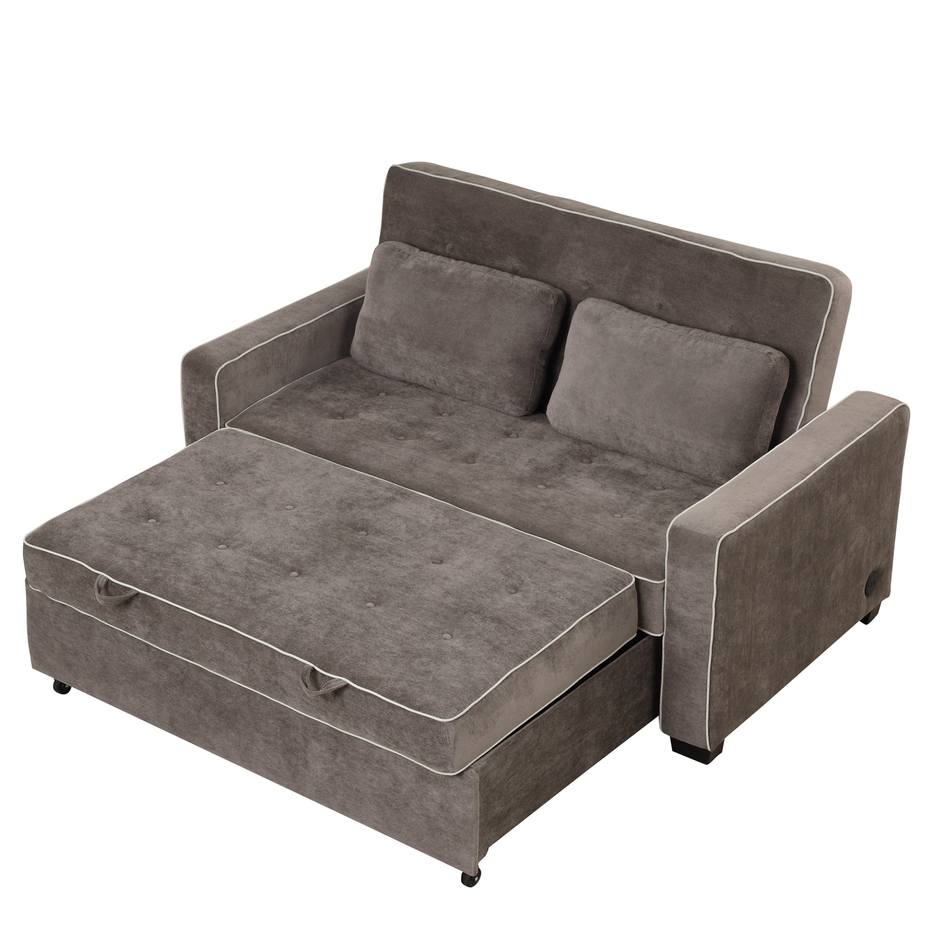 Upgrade Your Living Room with the 65.7" Linen Upholstered Sleeper Bed - Pull Out Sofa Bed Couch with Dual USB Charging Port Sensual Secret Boutique