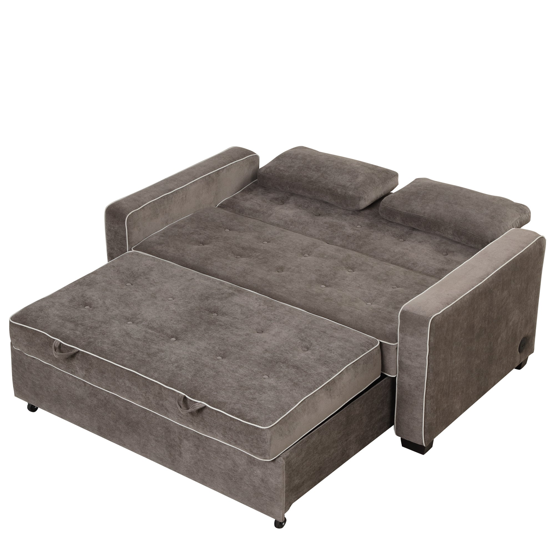 Upgrade Your Living Room with the 65.7" Linen Upholstered Sleeper Bed - Pull Out Sofa Bed Couch with Dual USB Charging Port Sensual Secret Boutique