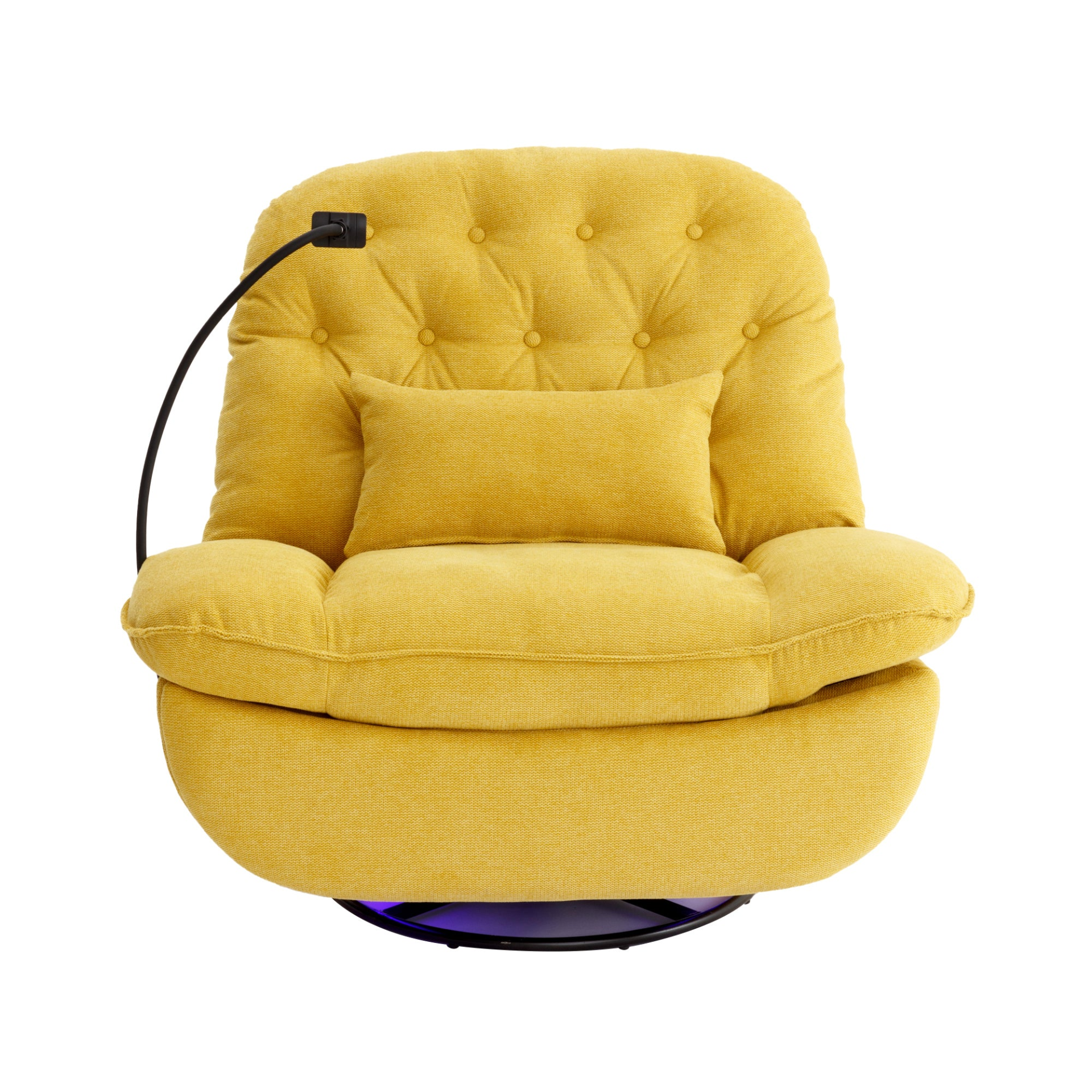 270 Degree Swivel Power Recliner with Voice Control, Bluetooth Music Player, USB Ports, Atmosphere Lamp, Hidden Arm Storage and Mobile Phone Holder - Yellow Sensual Secret Boutique