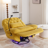 270 Degree Swivel Power Recliner with Voice Control, Bluetooth Music Player, USB Ports, Atmosphere Lamp, Hidden Arm Storage and Mobile Phone Holder - Yellow Sensual Secret Boutique