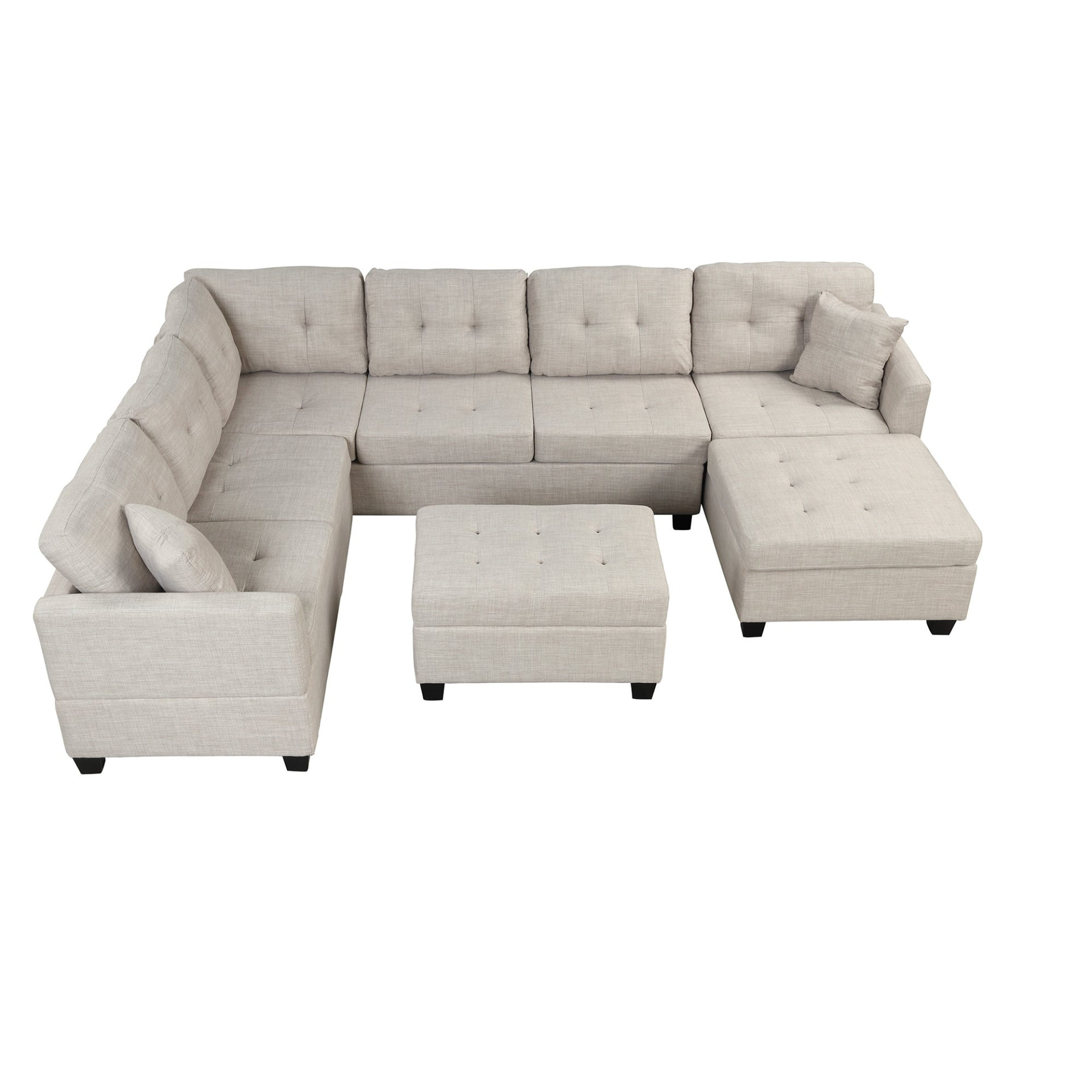 121.3" Oversized Sectional Sofa with Storage Ottoman, U Shaped Sectional Couch with 2 Throw Pillows for Large Space Dorm Apartment Sensual Secret Boutique