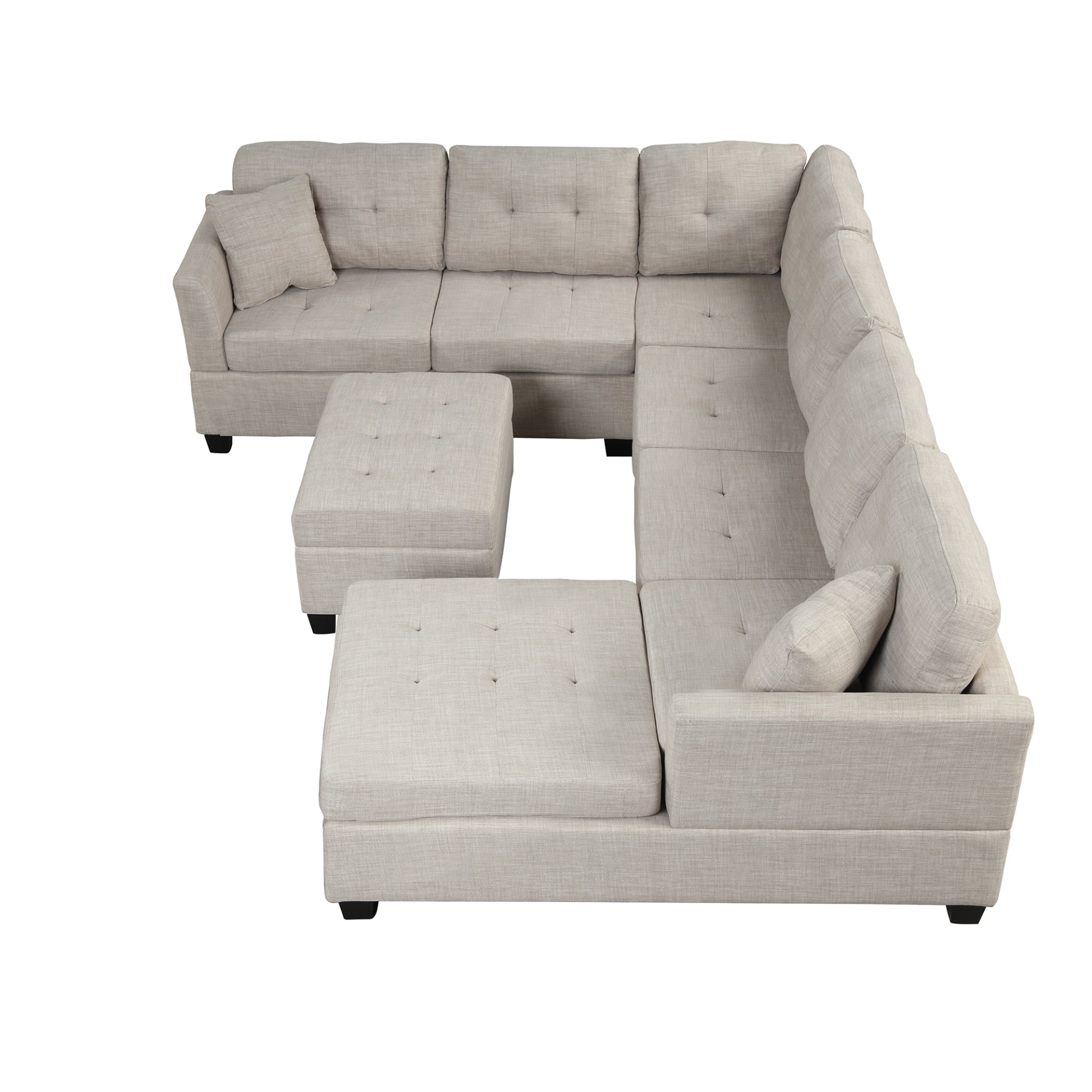 121.3" Oversized Sectional Sofa with Storage Ottoman, U Shaped Sectional Couch with 2 Throw Pillows for Large Space Dorm Apartment Sensual Secret Boutique