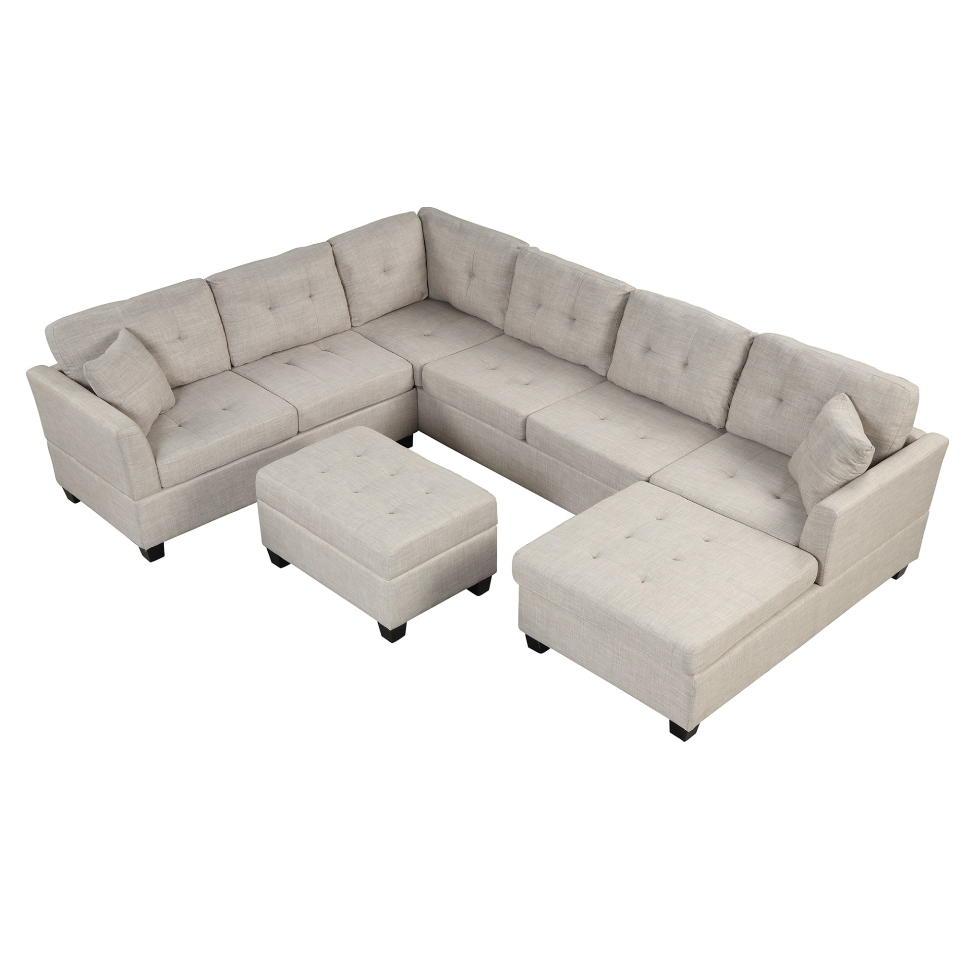 121.3" Oversized Sectional Sofa with Storage Ottoman, U Shaped Sectional Couch with 2 Throw Pillows for Large Space Dorm Apartment Sensual Secret Boutique