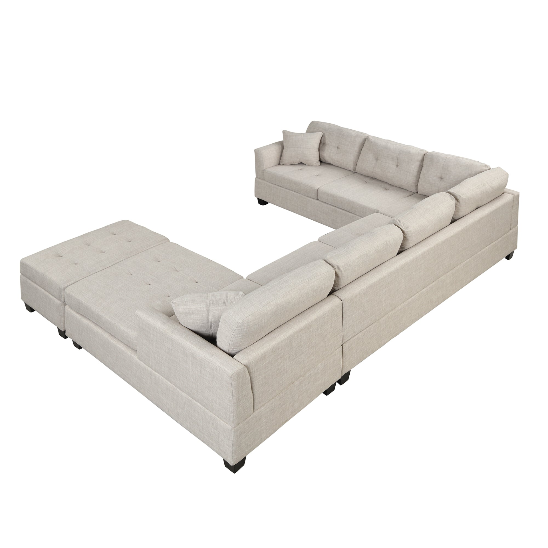 121.3" Oversized Sectional Sofa with Storage Ottoman, U Shaped Sectional Couch with 2 Throw Pillows for Large Space Dorm Apartment Sensual Secret Boutique