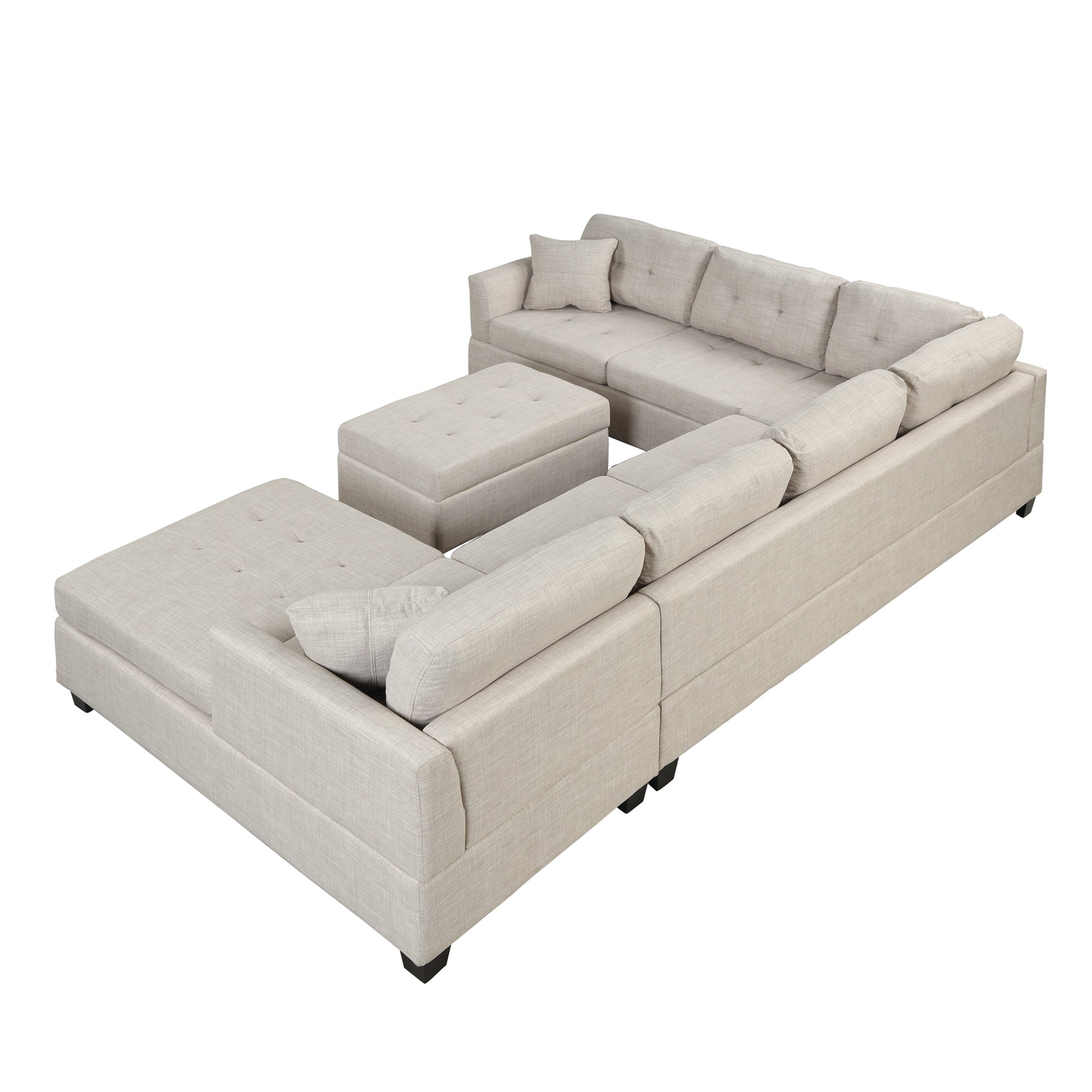 121.3" Oversized Sectional Sofa with Storage Ottoman, U Shaped Sectional Couch with 2 Throw Pillows for Large Space Dorm Apartment Sensual Secret Boutique