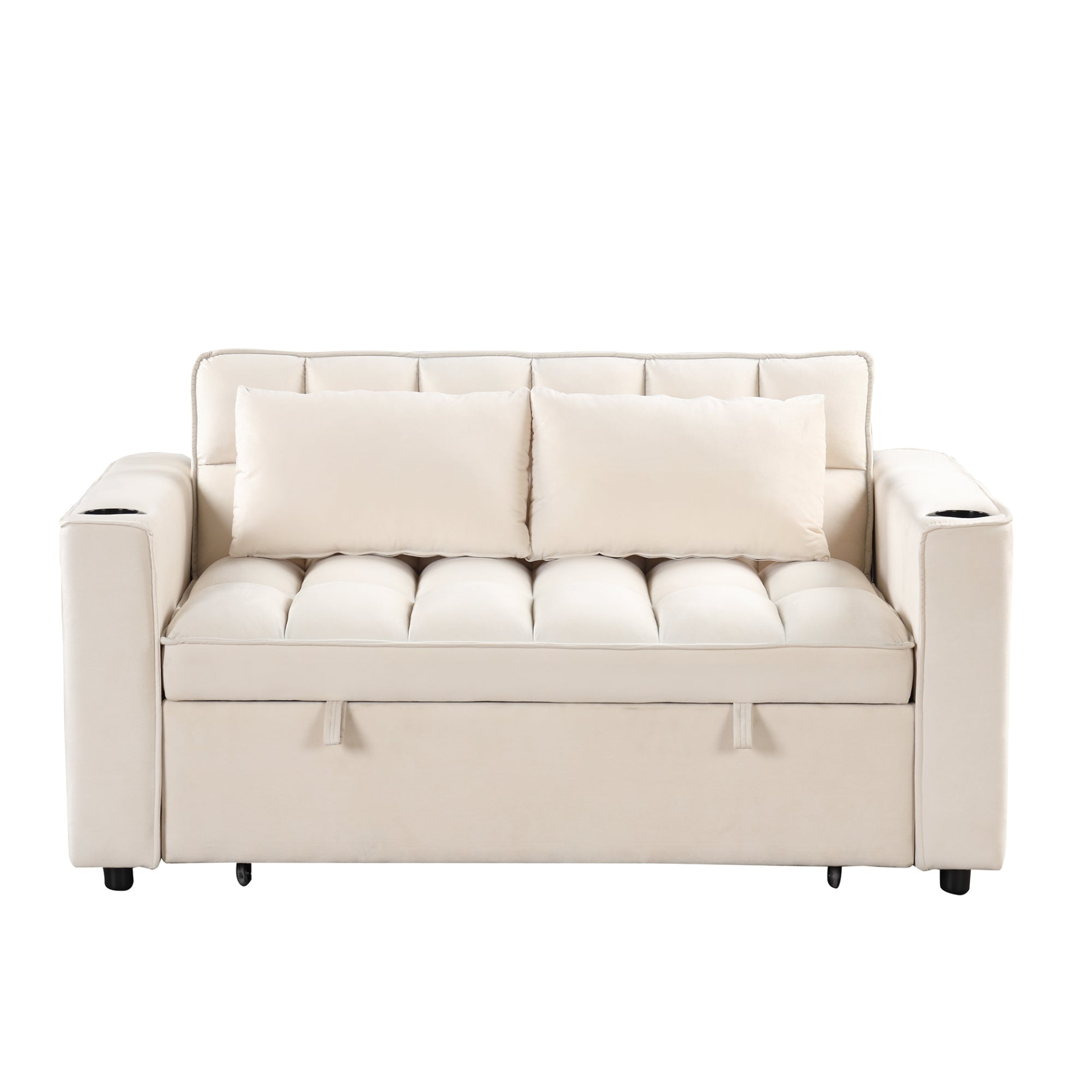 55.3" 4-1 Multi-functional Sofa Bed with Cup Holder and USB Port - Milky White Sensual Secret Boutique