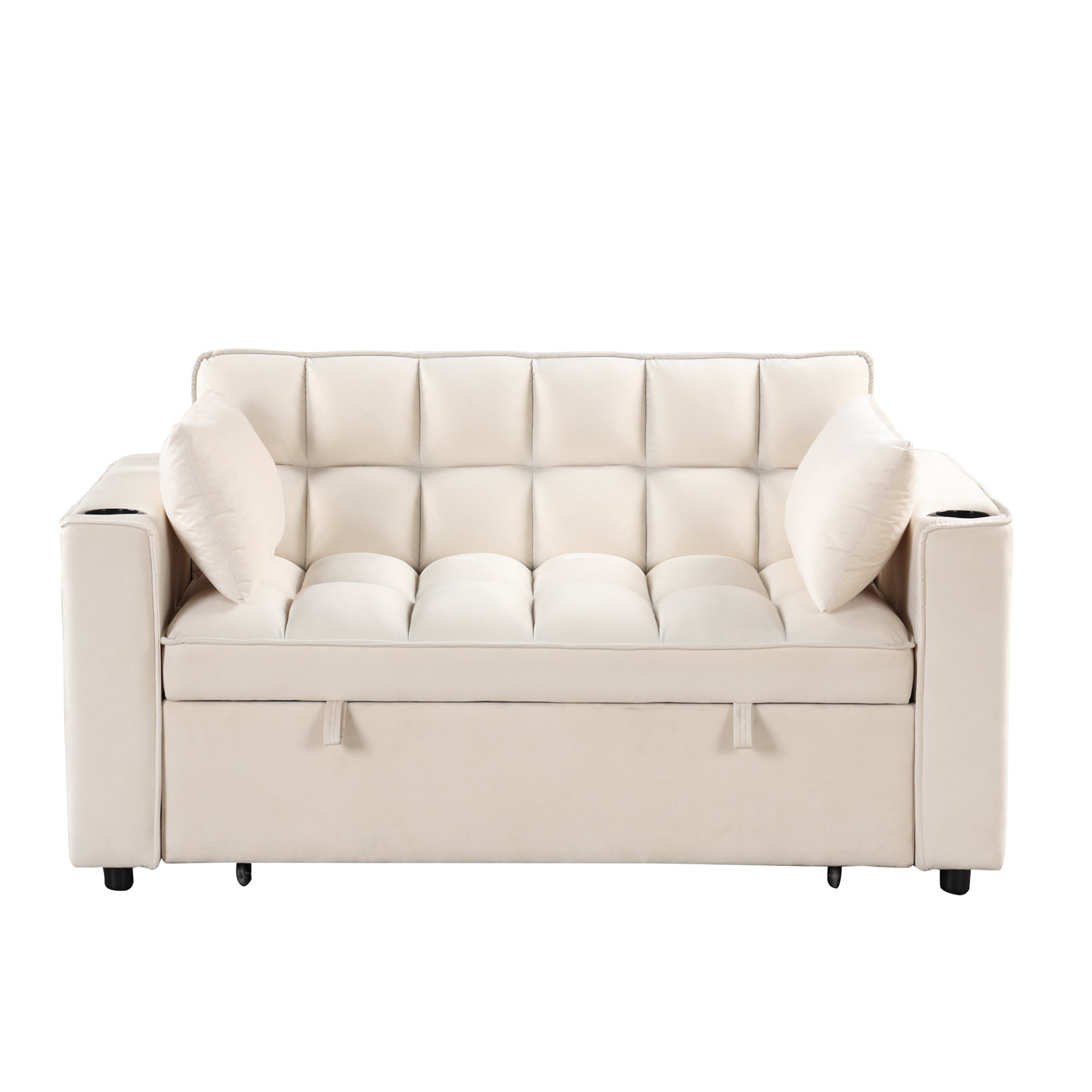 55.3" 4-1 Multi-functional Sofa Bed with Cup Holder and USB Port - Milky White Sensual Secret Boutique