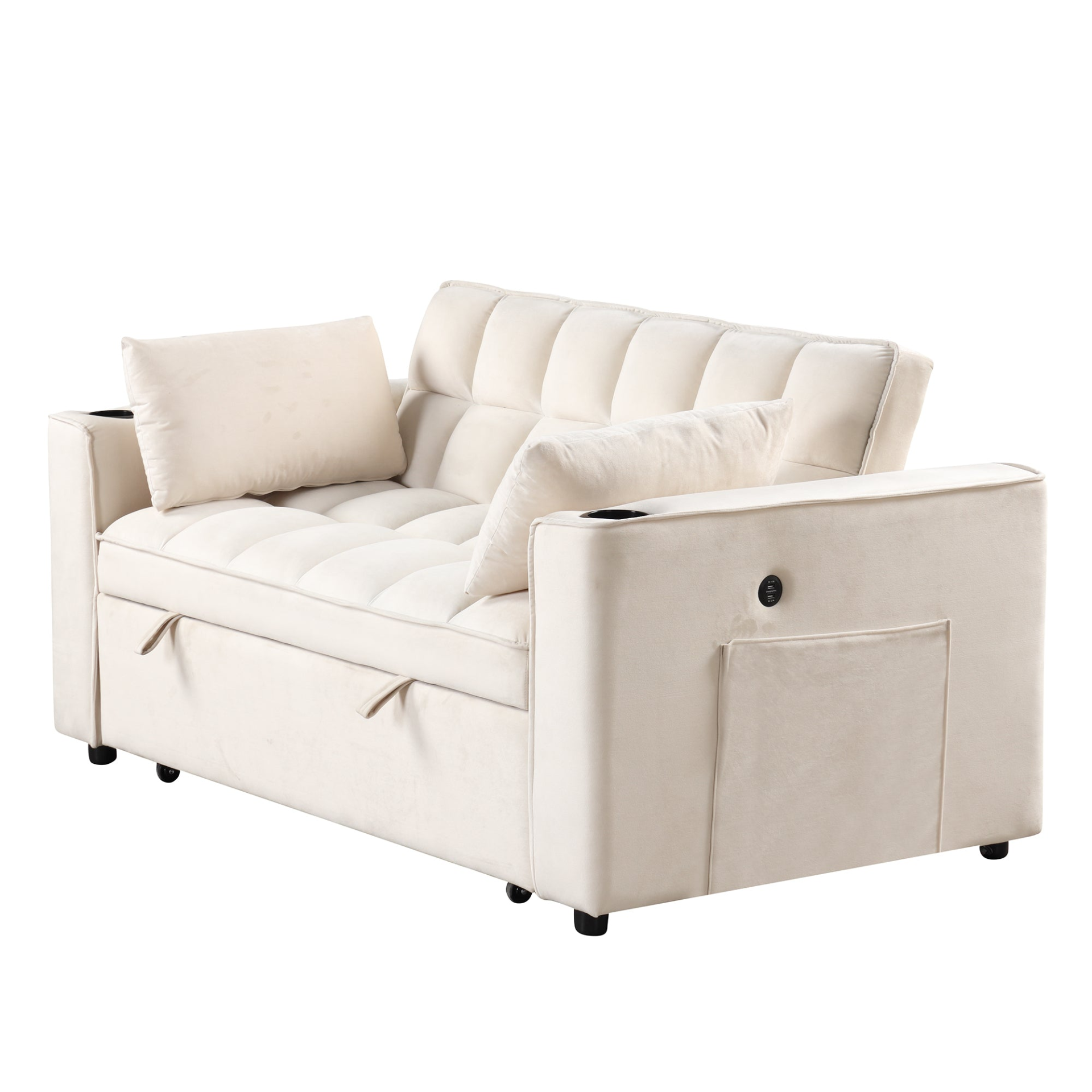 55.3" 4-1 Multi-functional Sofa Bed with Cup Holder and USB Port - Milky White Sensual Secret Boutique