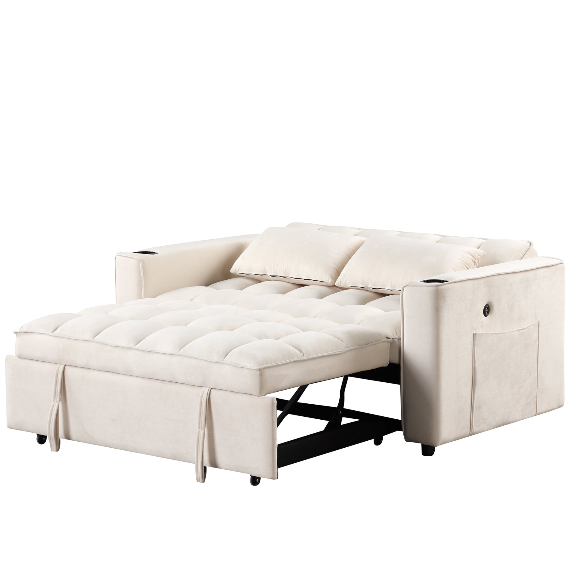 55.3" 4-1 Multi-functional Sofa Bed with Cup Holder and USB Port - Milky White Sensual Secret Boutique