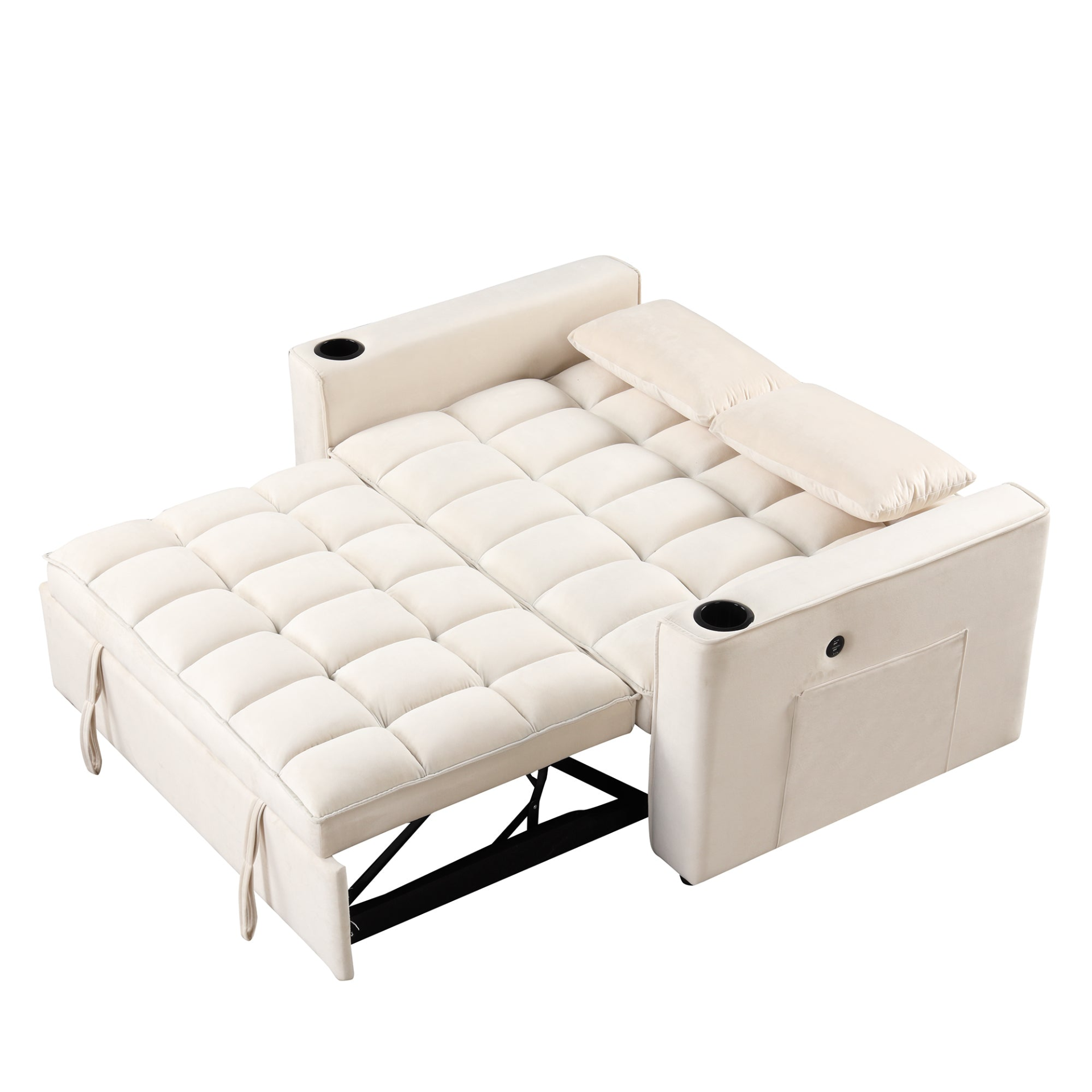 55.3" 4-1 Multi-functional Sofa Bed with Cup Holder and USB Port - Milky White Sensual Secret Boutique