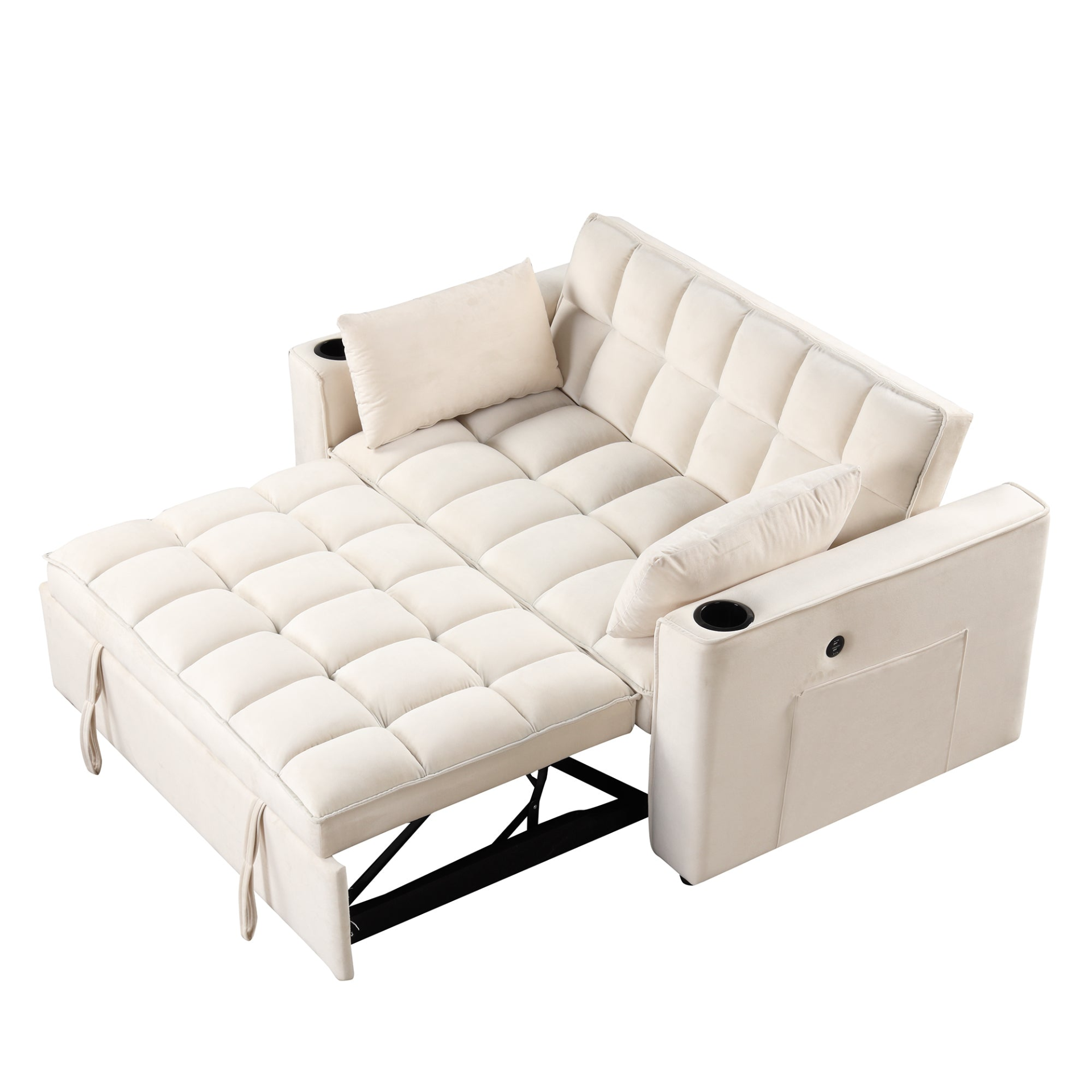 55.3" 4-1 Multi-functional Sofa Bed with Cup Holder and USB Port - Milky White Sensual Secret Boutique