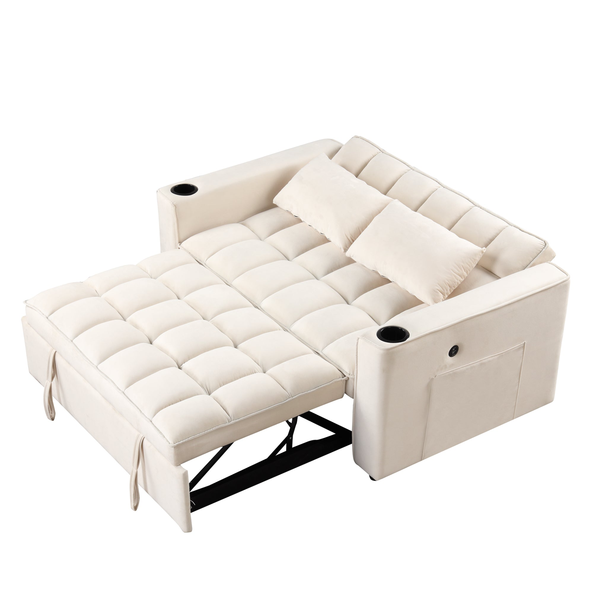 55.3" 4-1 Multi-functional Sofa Bed with Cup Holder and USB Port - Milky White Sensual Secret Boutique