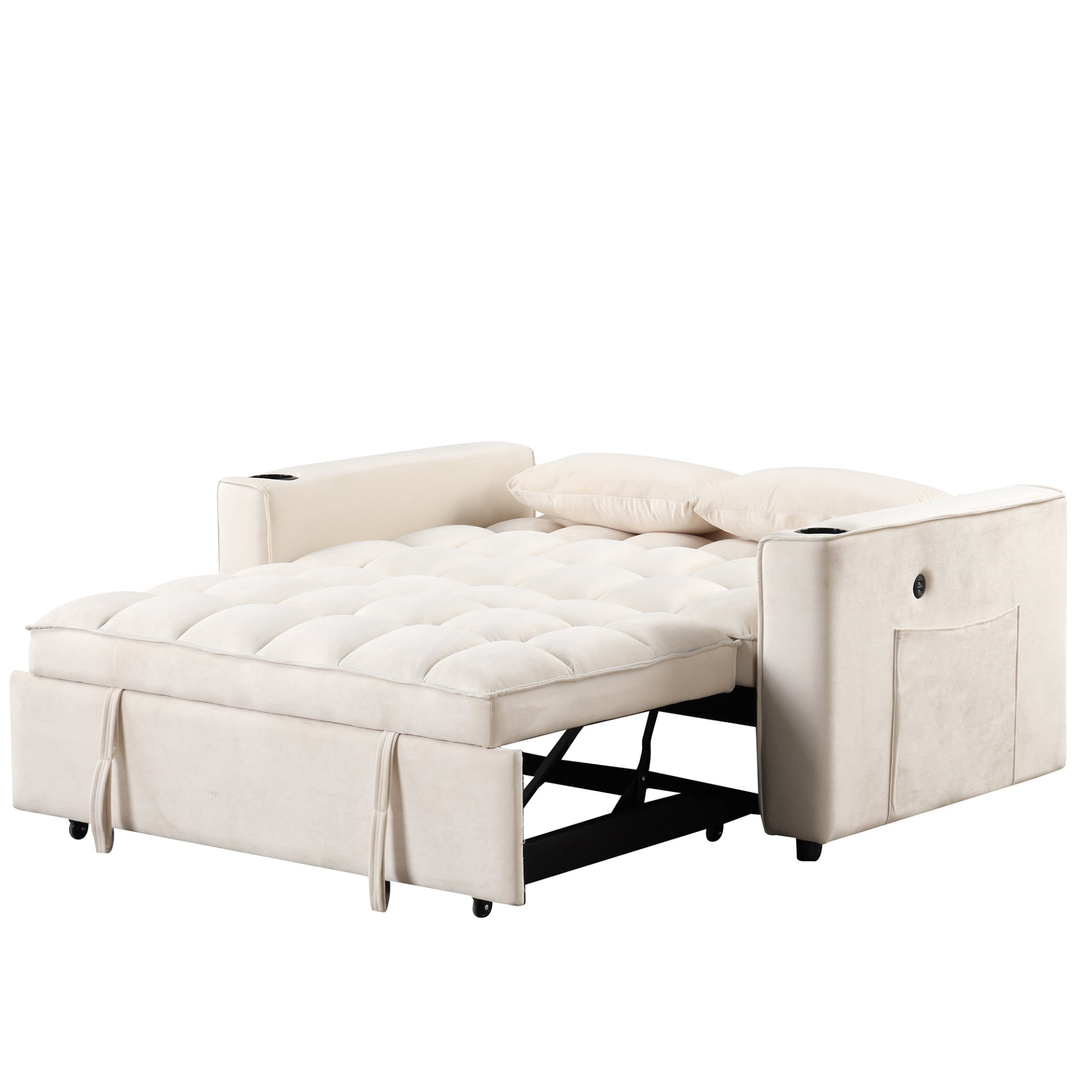 55.3" 4-1 Multi-functional Sofa Bed with Cup Holder and USB Port - Milky White Sensual Secret Boutique