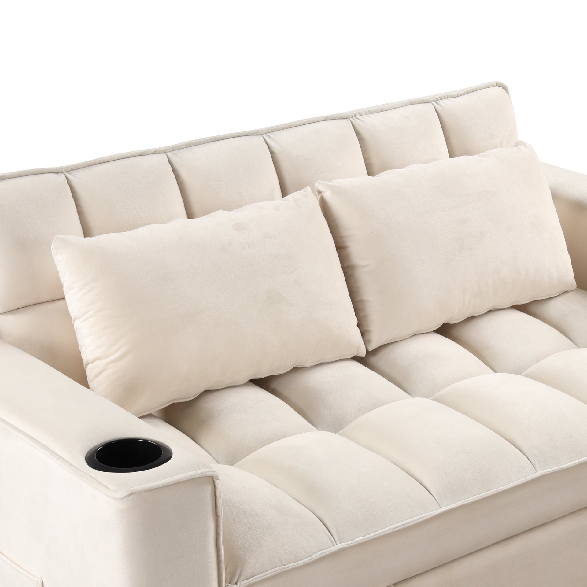 55.3" 4-1 Multi-functional Sofa Bed with Cup Holder and USB Port - Milky White Sensual Secret Boutique