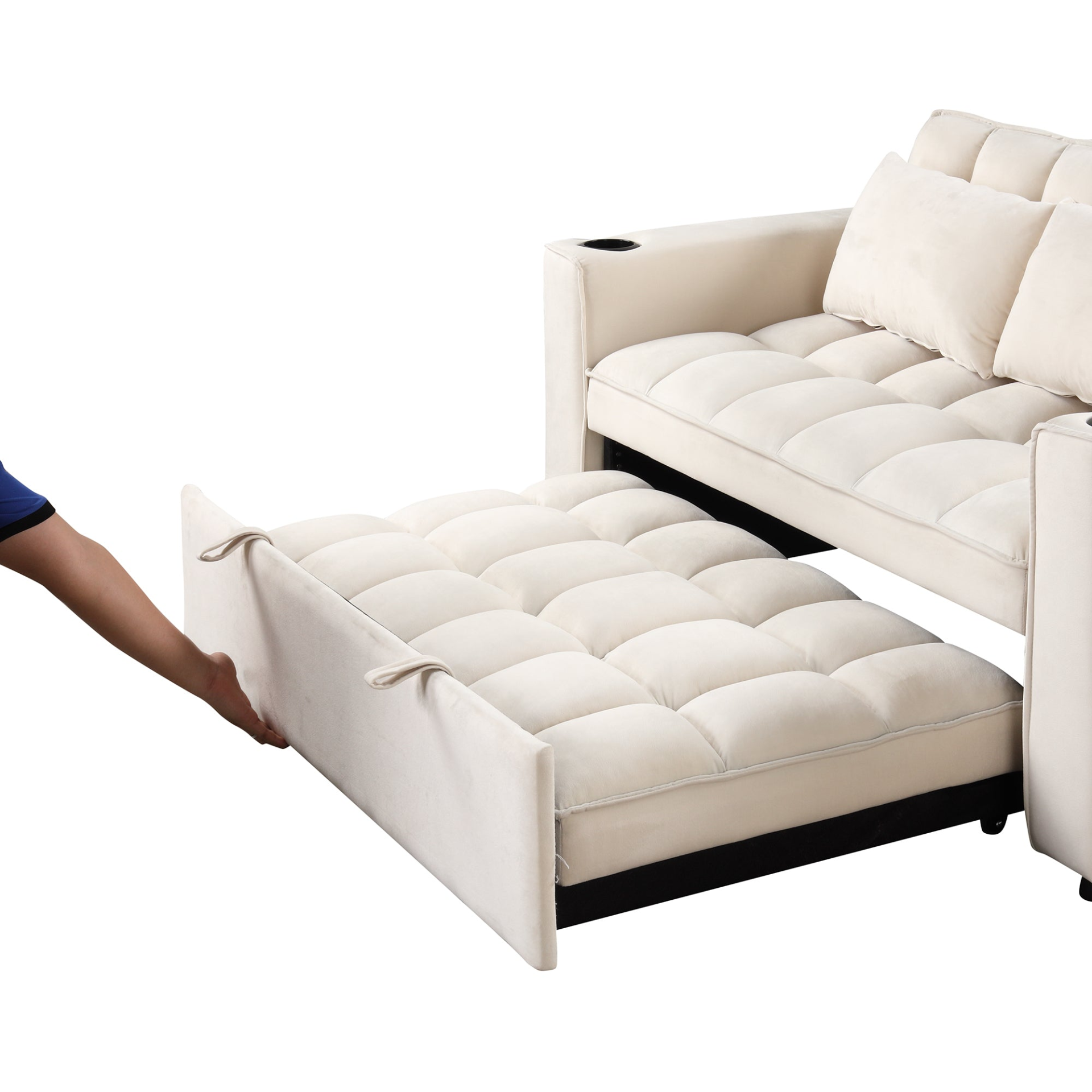 55.3" 4-1 Multi-functional Sofa Bed with Cup Holder and USB Port - Milky White Sensual Secret Boutique