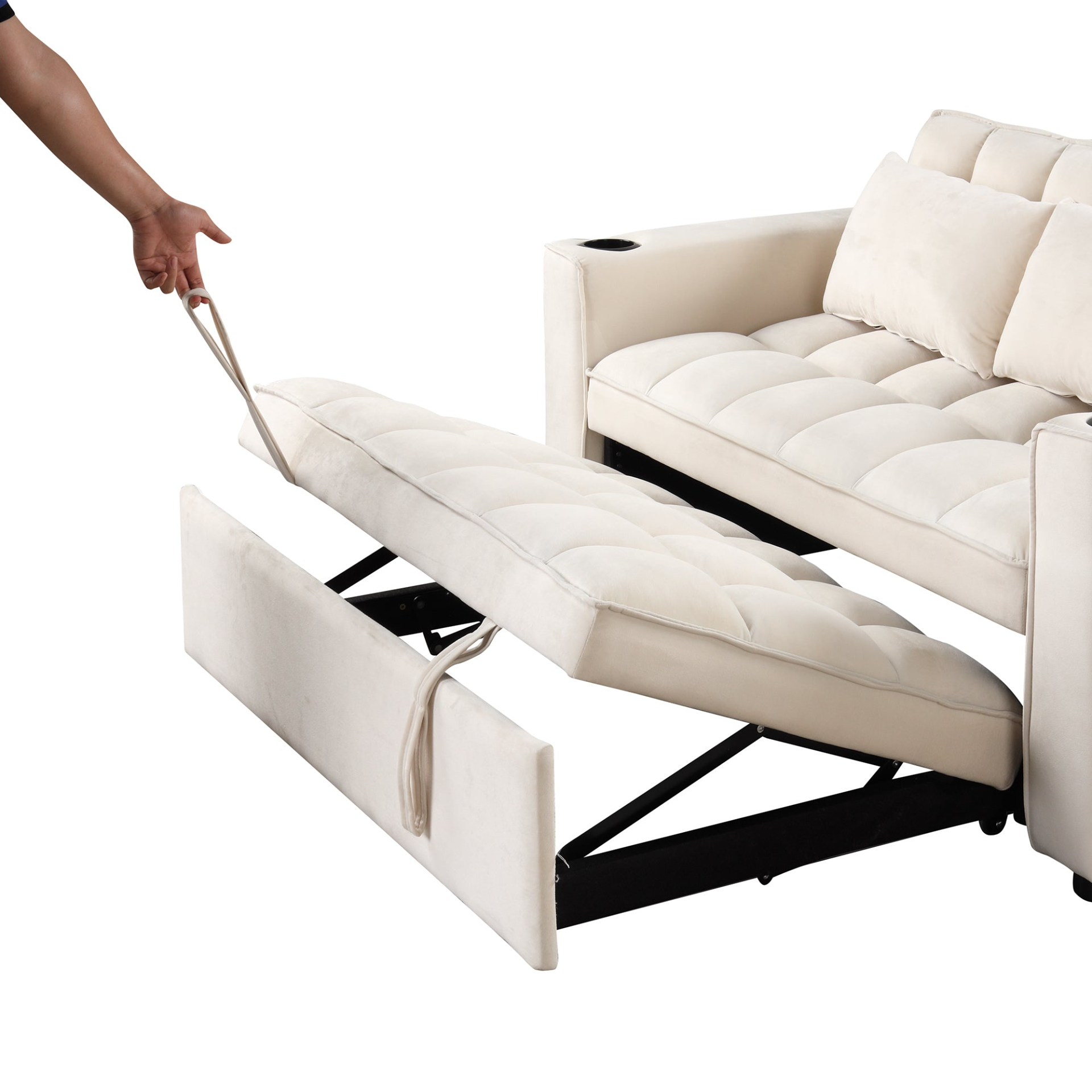 55.3" 4-1 Multi-functional Sofa Bed with Cup Holder and USB Port - Milky White Sensual Secret Boutique