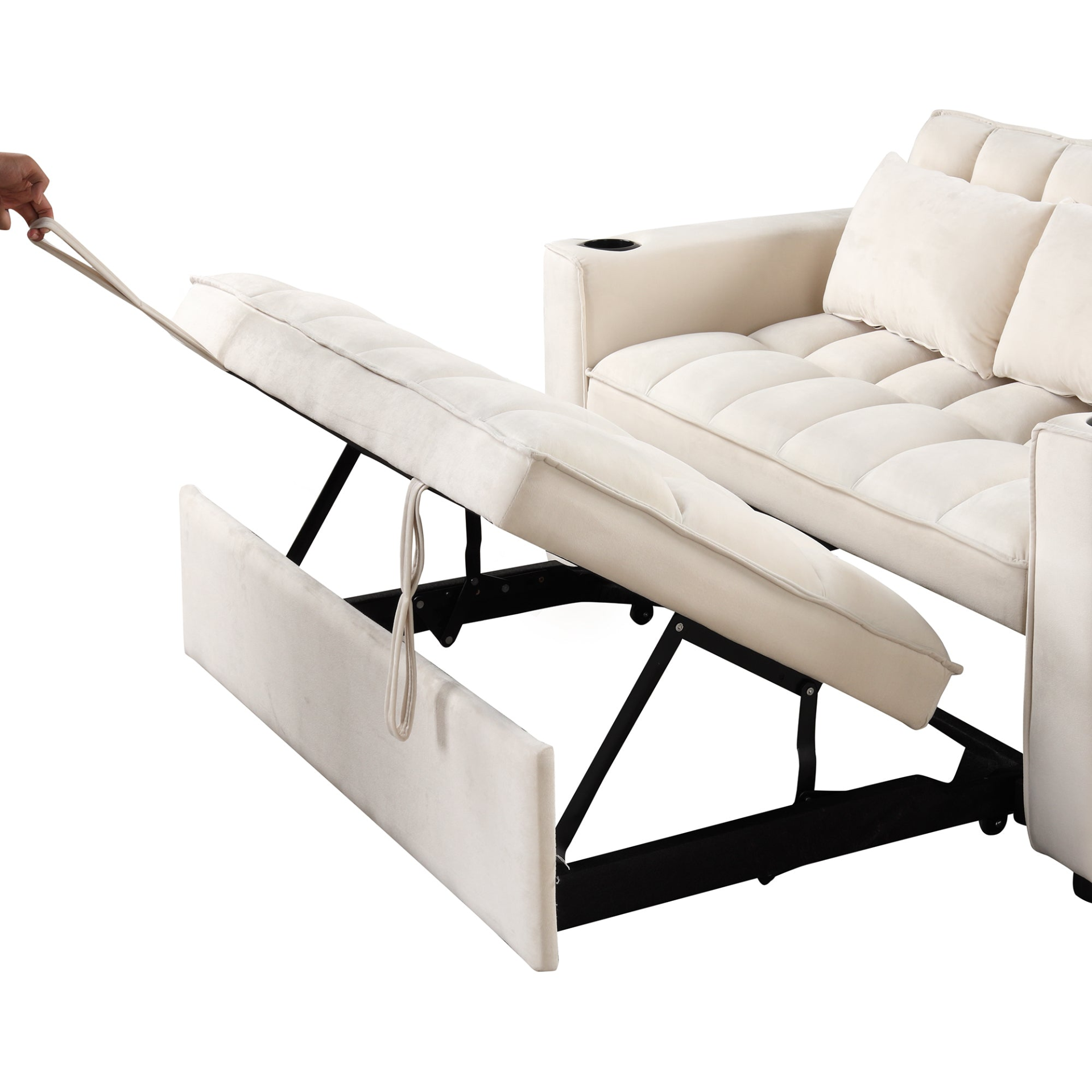 55.3" 4-1 Multi-functional Sofa Bed with Cup Holder and USB Port - Milky White Sensual Secret Boutique