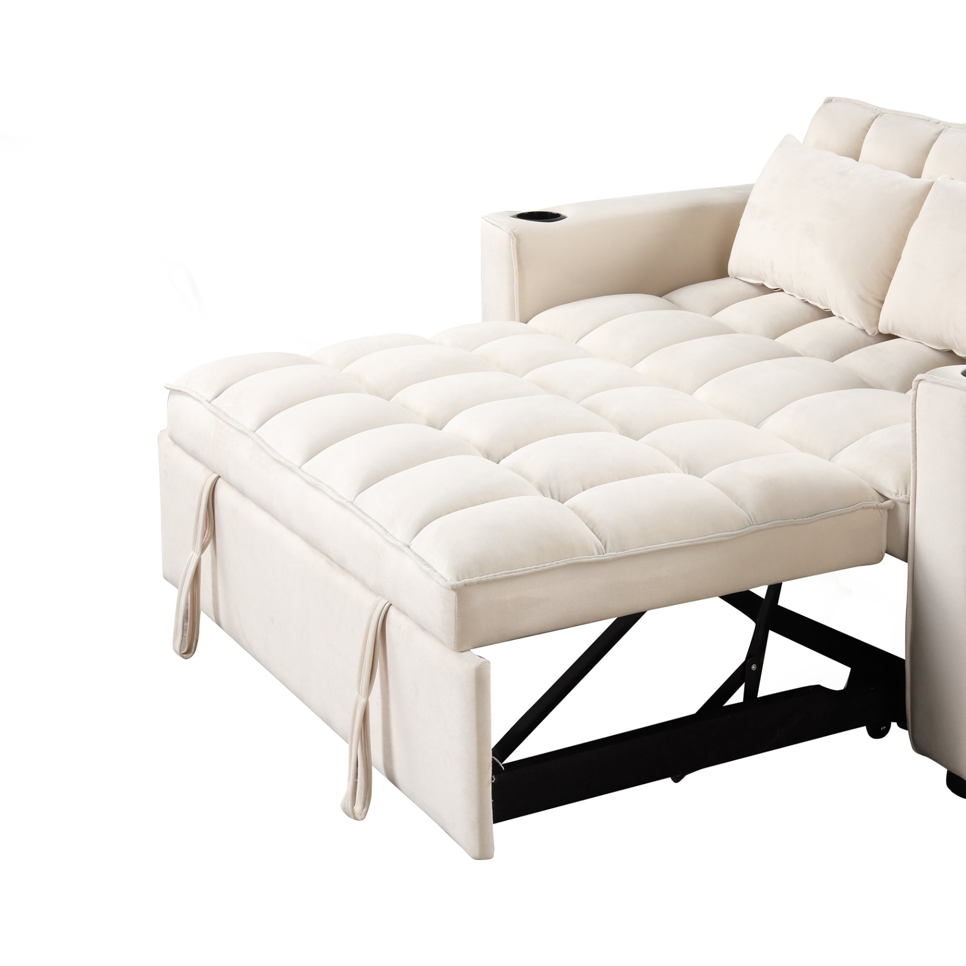 55.3" 4-1 Multi-functional Sofa Bed with Cup Holder and USB Port - Milky White Sensual Secret Boutique