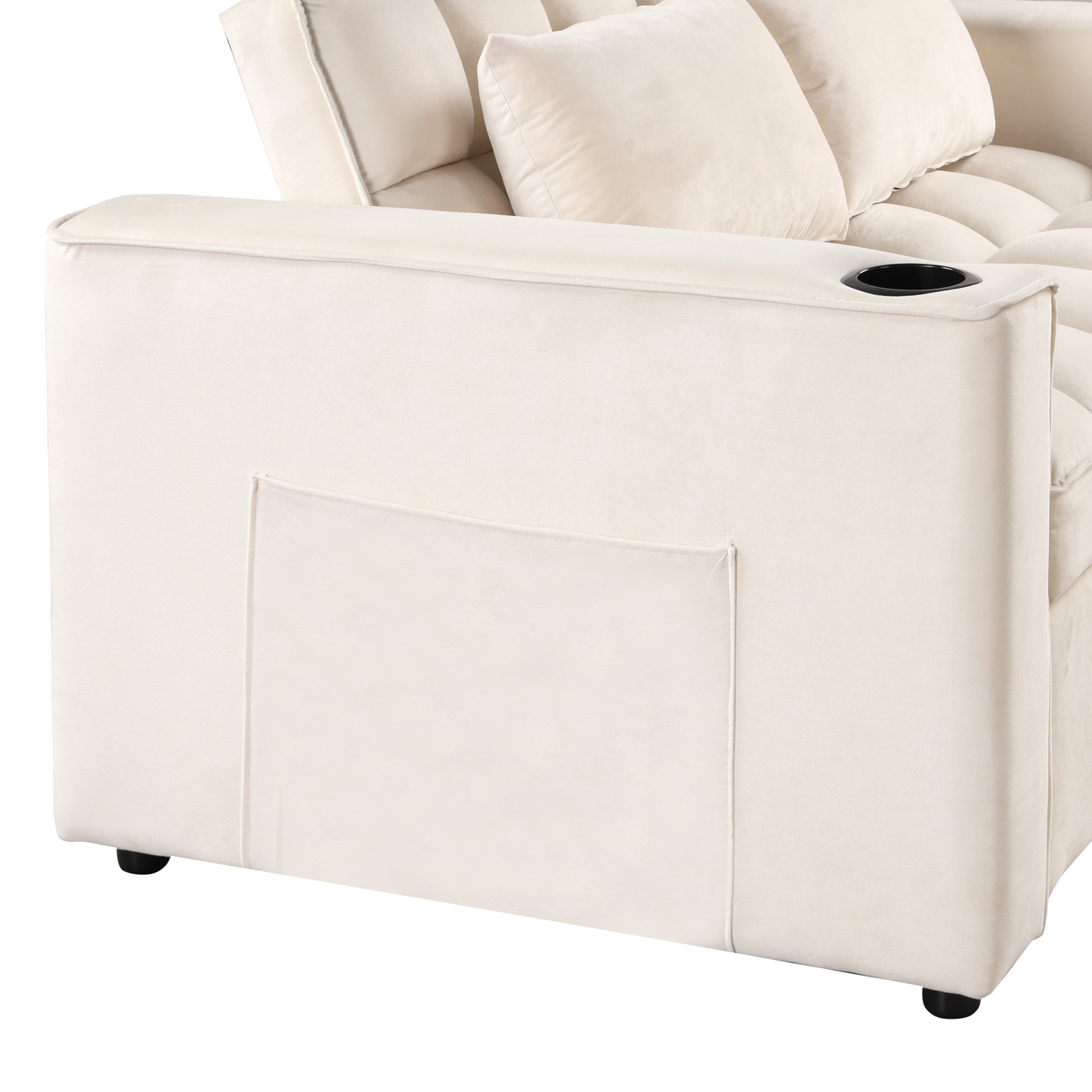 55.3" 4-1 Multi-functional Sofa Bed with Cup Holder and USB Port - Milky White Sensual Secret Boutique