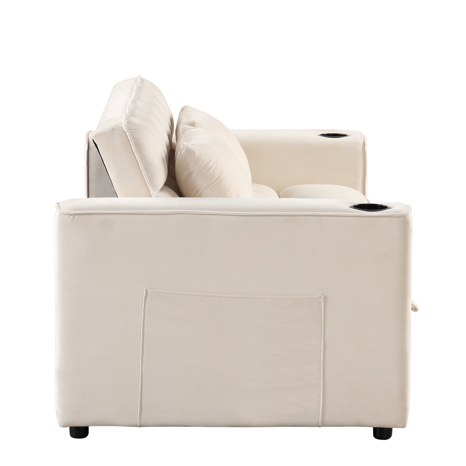 55.3" 4-1 Multi-functional Sofa Bed with Cup Holder and USB Port - Milky White Sensual Secret Boutique