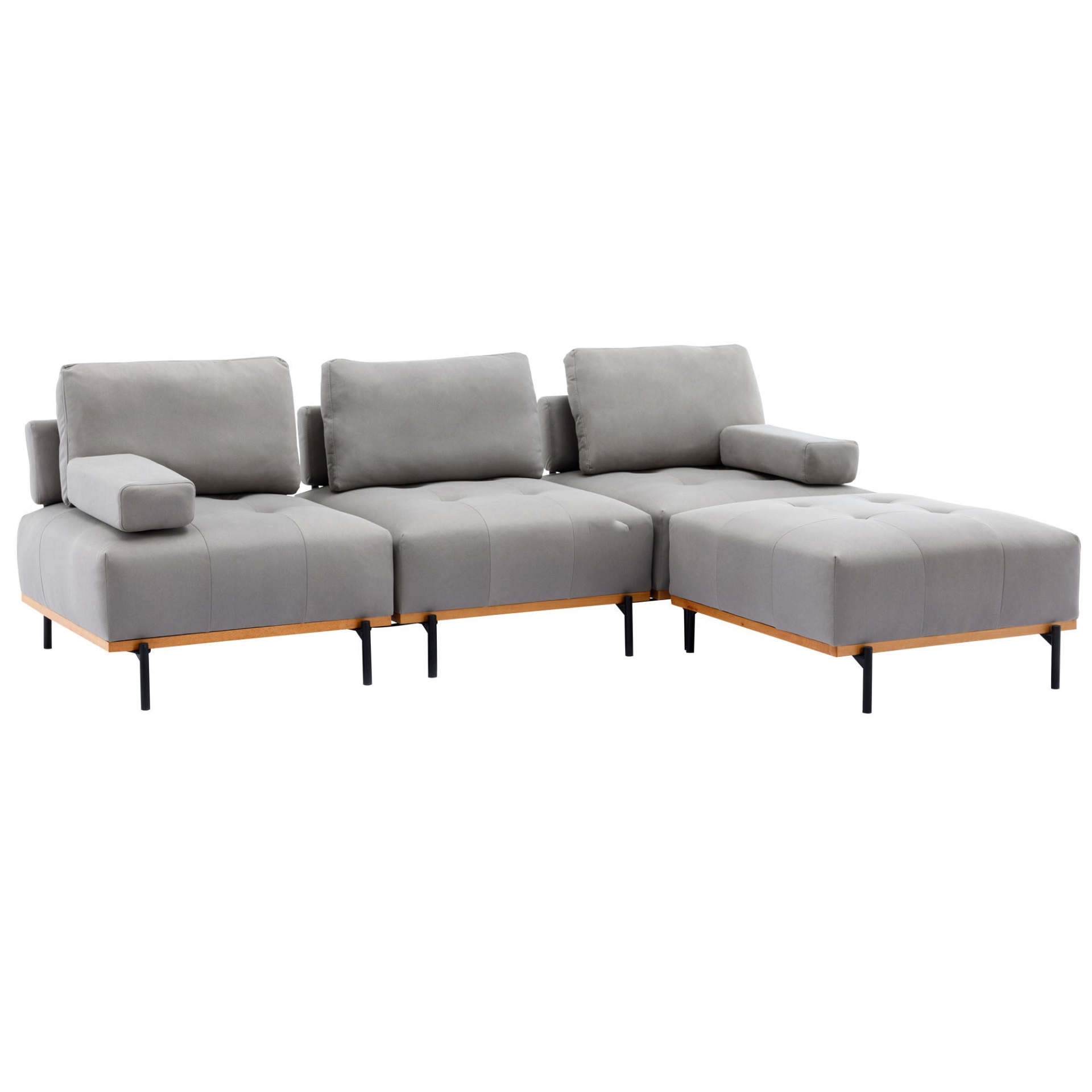 100.7'' L-Shape Sectional Sofa | Comfortable Fabric, Removable Ottoman, Grey Sensual Secret Boutique