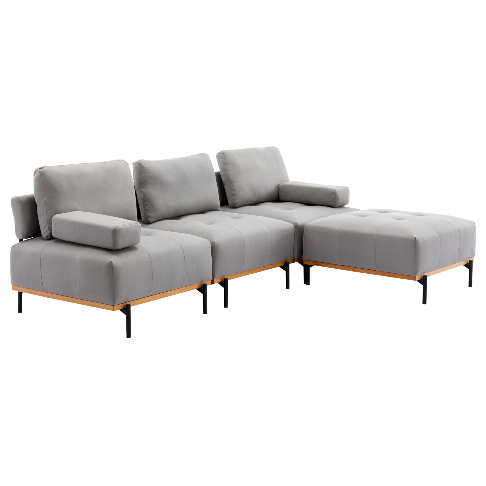 100.7'' L-Shape Sectional Sofa | Comfortable Fabric, Removable Ottoman, Grey Sensual Secret Boutique