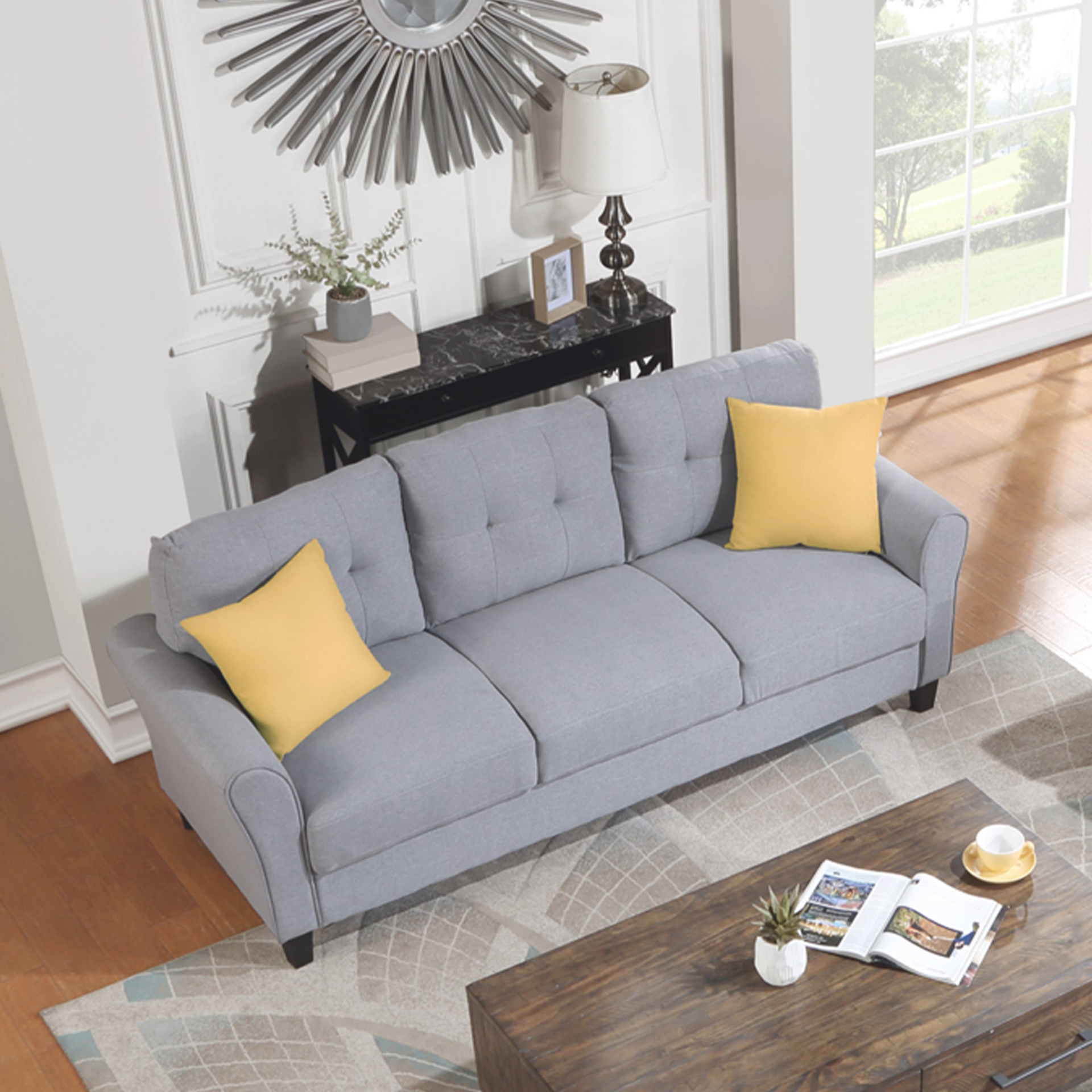 Modern Living Room Sofa in Light Grey-Blue - Comfortable and Stylish Sensual Secret Boutique