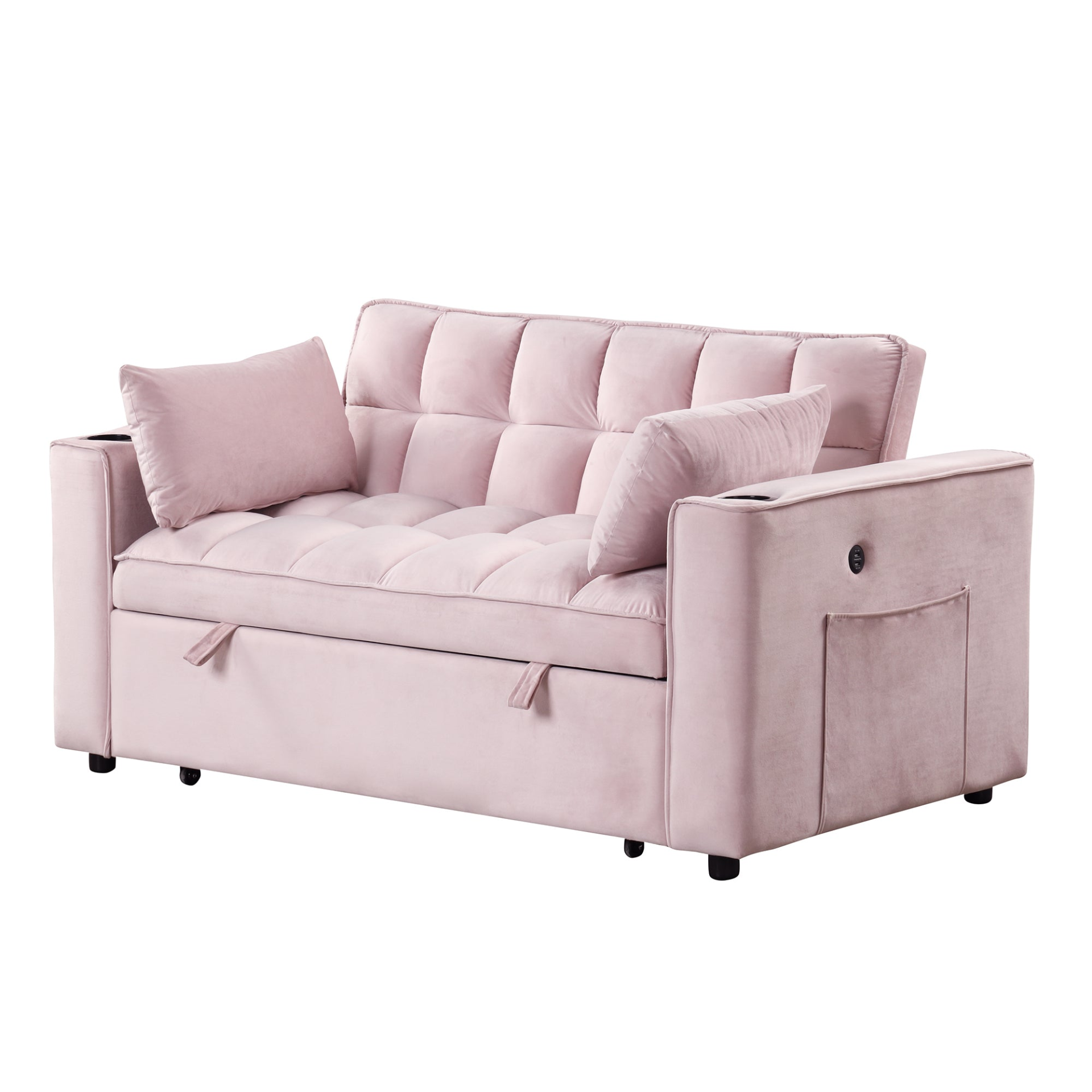 55.3" 4-1 Multi-functional Sofa Bed with Cup Holder and USB Port - Pink Sensual Secret Boutique