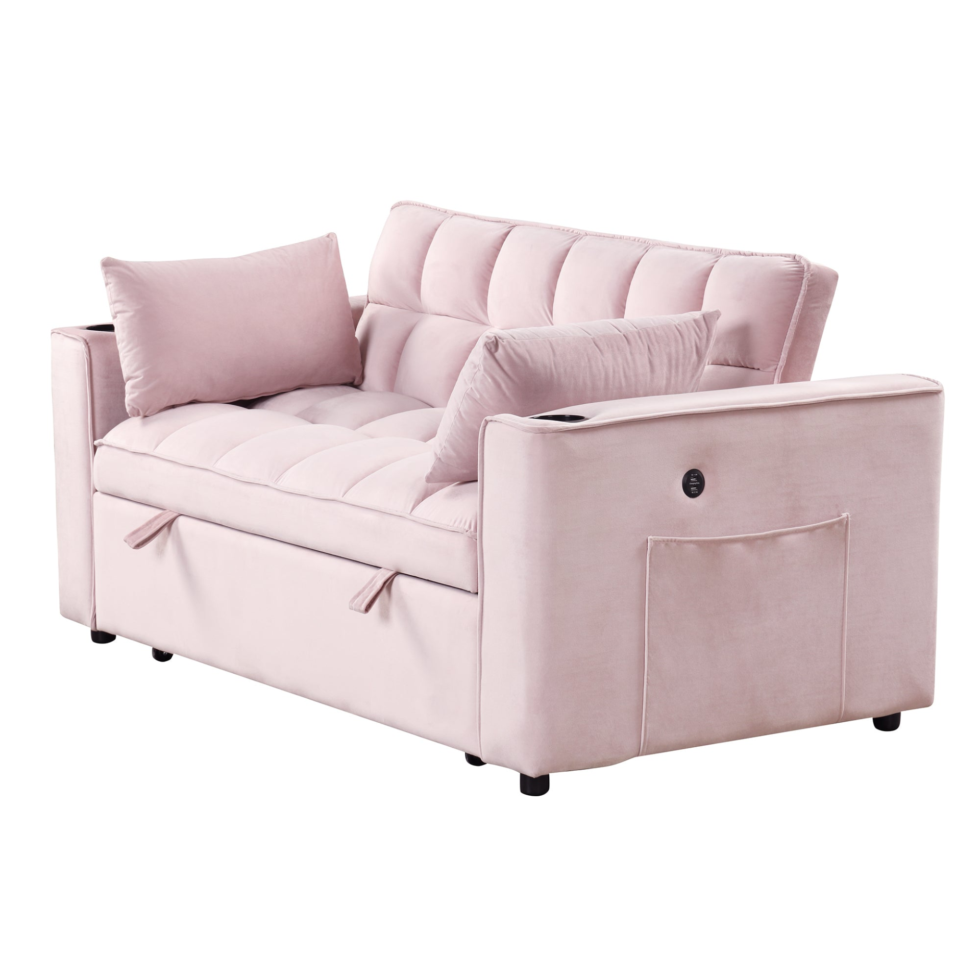 55.3" 4-1 Multi-functional Sofa Bed with Cup Holder and USB Port - Pink Sensual Secret Boutique