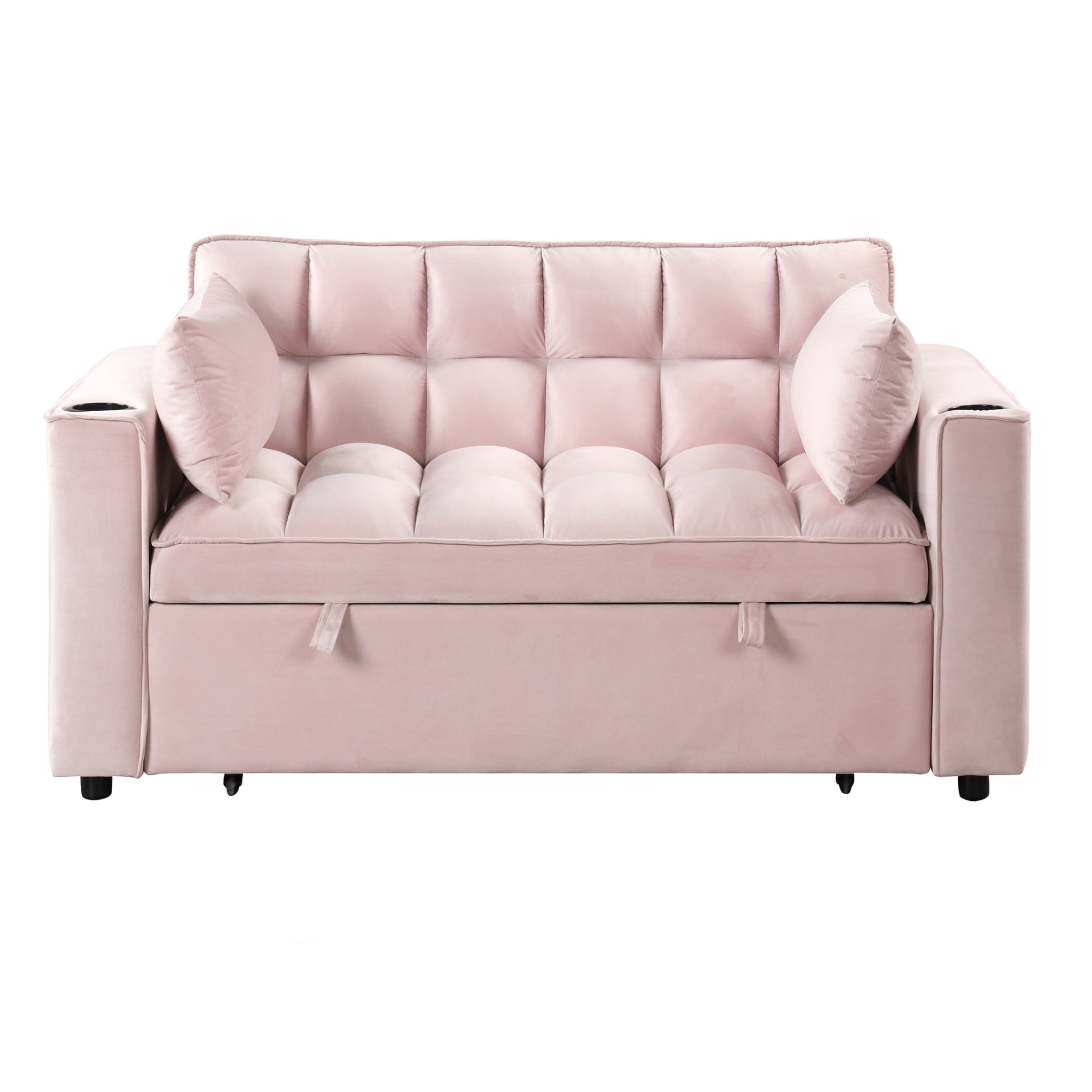 55.3" 4-1 Multi-functional Sofa Bed with Cup Holder and USB Port - Pink Sensual Secret Boutique