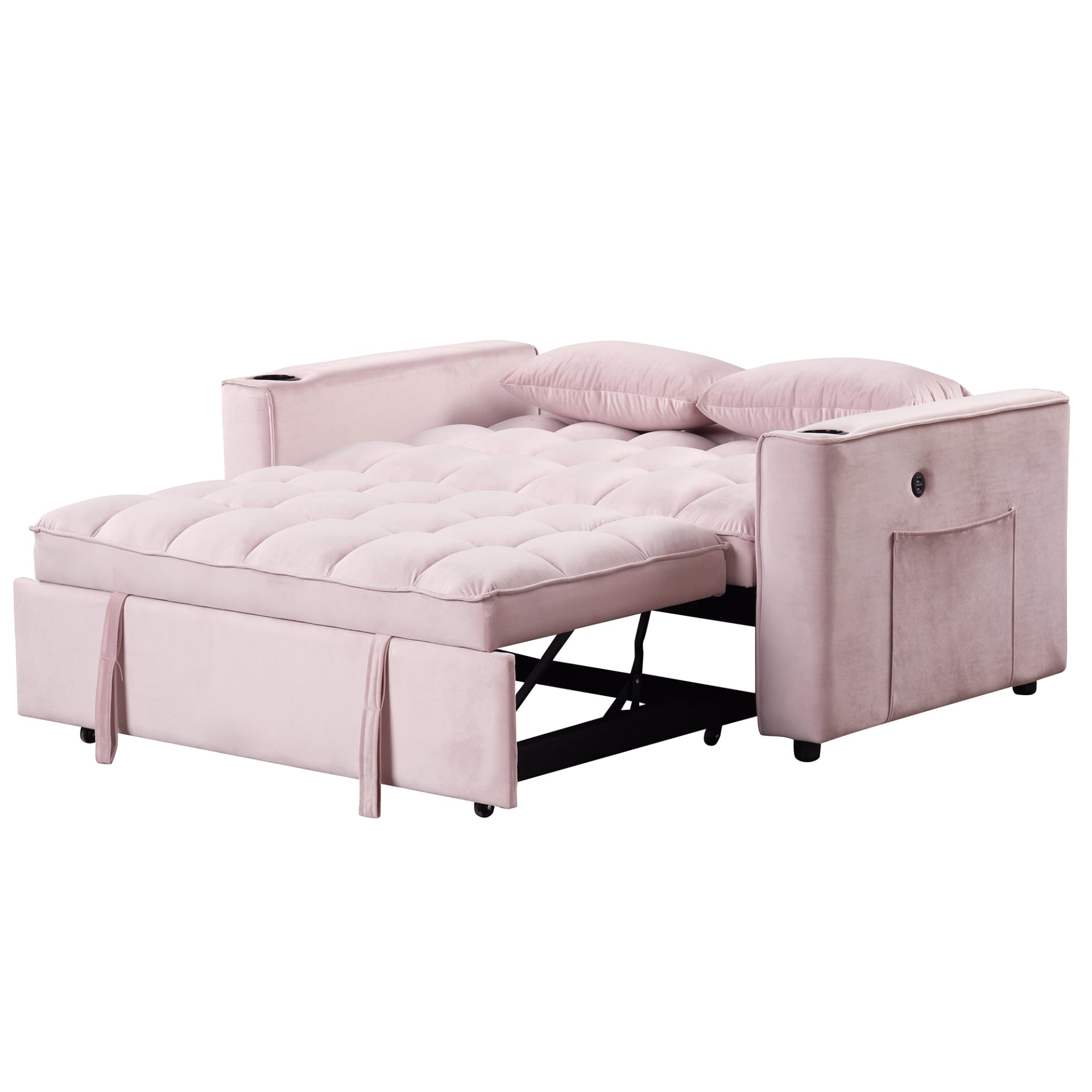 55.3" 4-1 Multi-functional Sofa Bed with Cup Holder and USB Port - Pink Sensual Secret Boutique