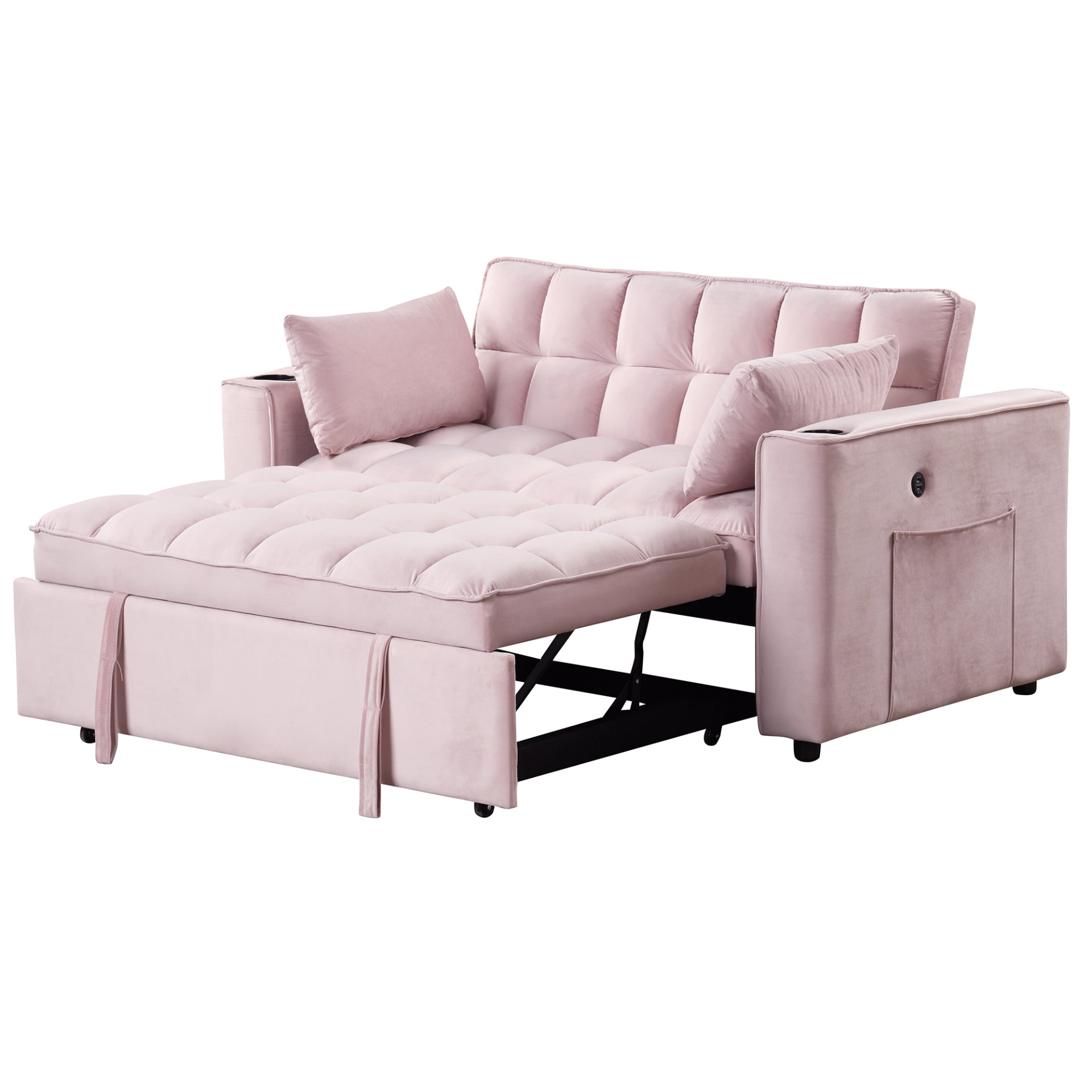 55.3" 4-1 Multi-functional Sofa Bed with Cup Holder and USB Port - Pink Sensual Secret Boutique