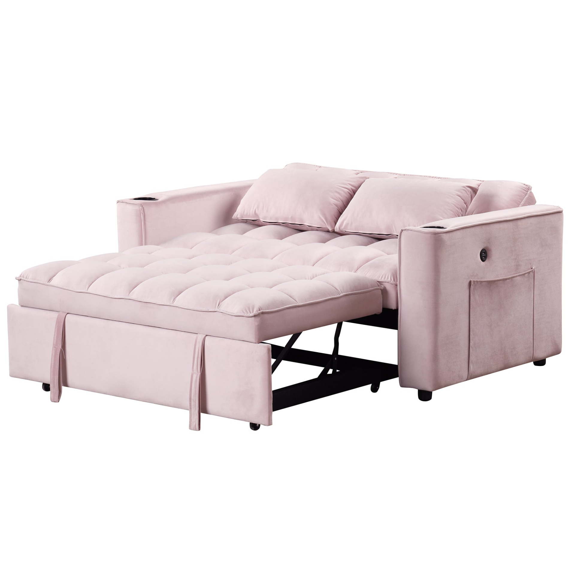 55.3" 4-1 Multi-functional Sofa Bed with Cup Holder and USB Port - Pink Sensual Secret Boutique