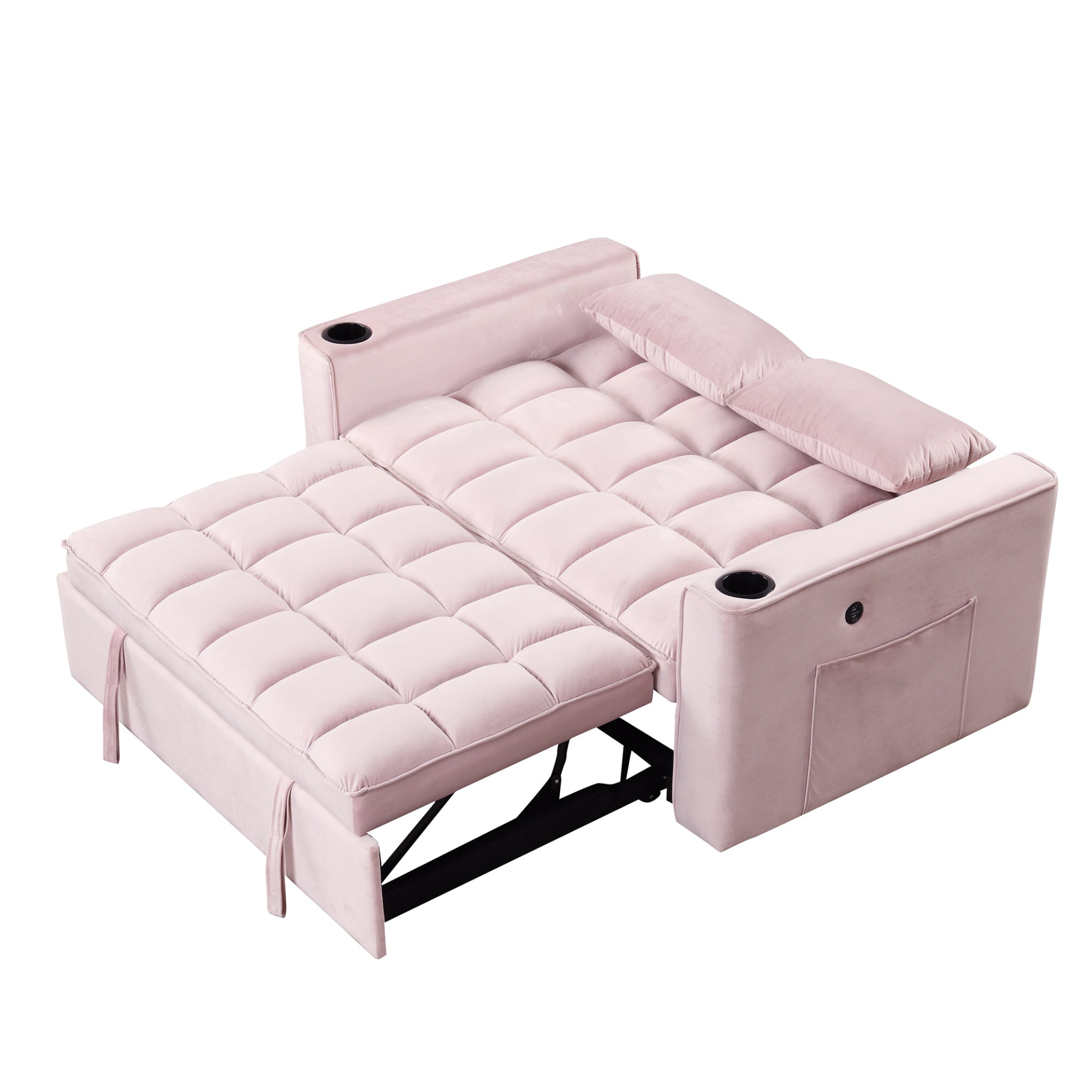 55.3" 4-1 Multi-functional Sofa Bed with Cup Holder and USB Port - Pink Sensual Secret Boutique