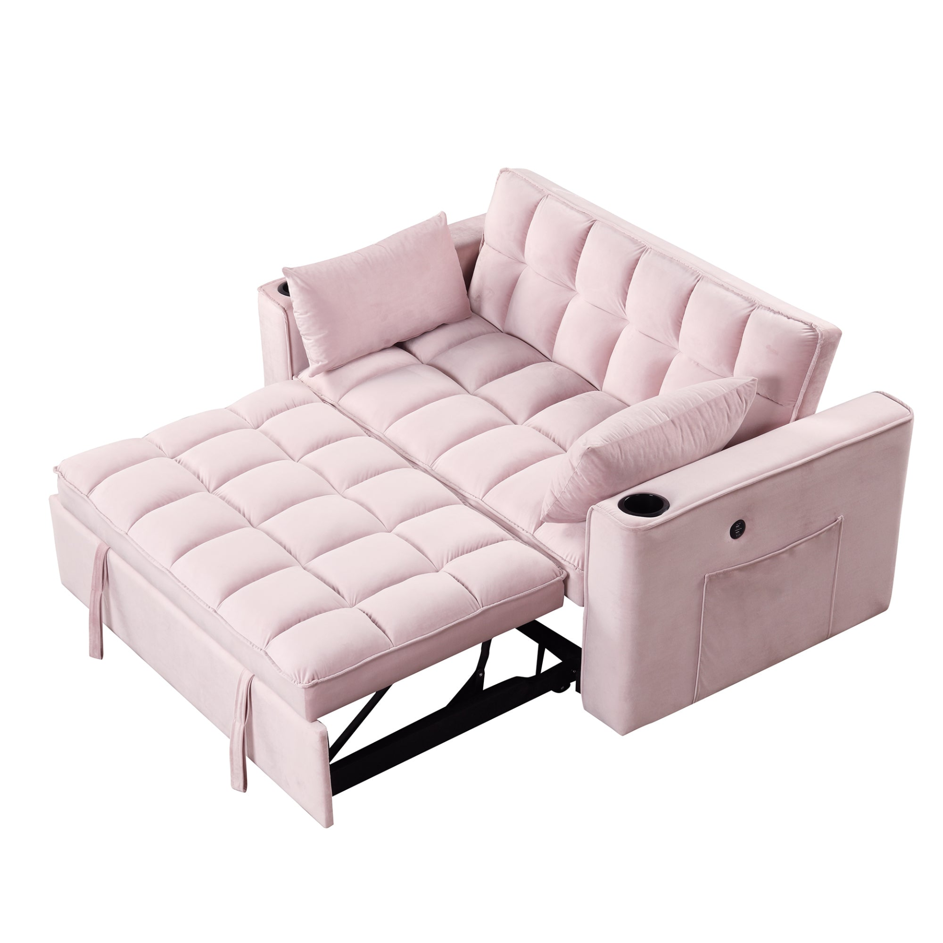 55.3" 4-1 Multi-functional Sofa Bed with Cup Holder and USB Port - Pink Sensual Secret Boutique