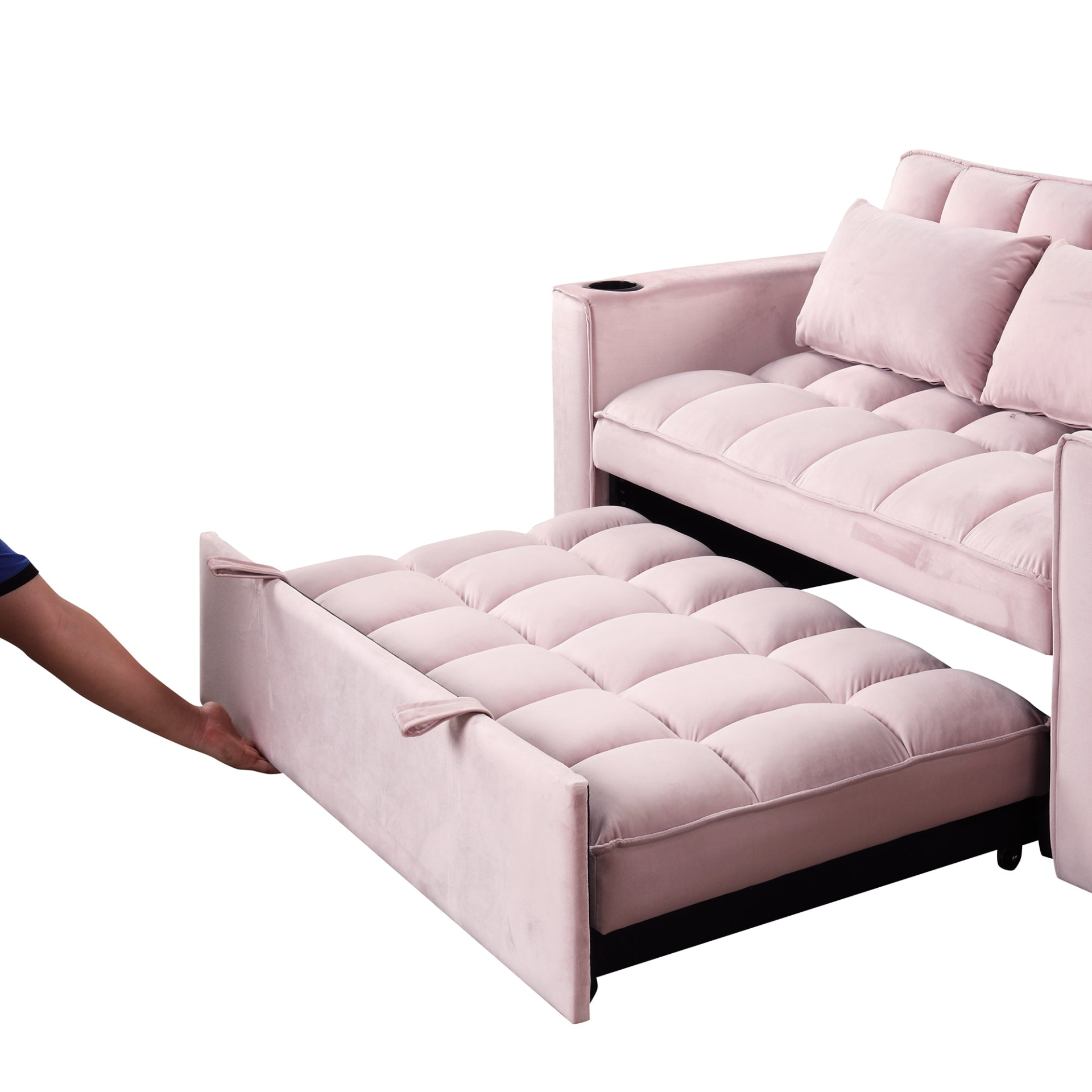 55.3" 4-1 Multi-functional Sofa Bed with Cup Holder and USB Port - Pink Sensual Secret Boutique