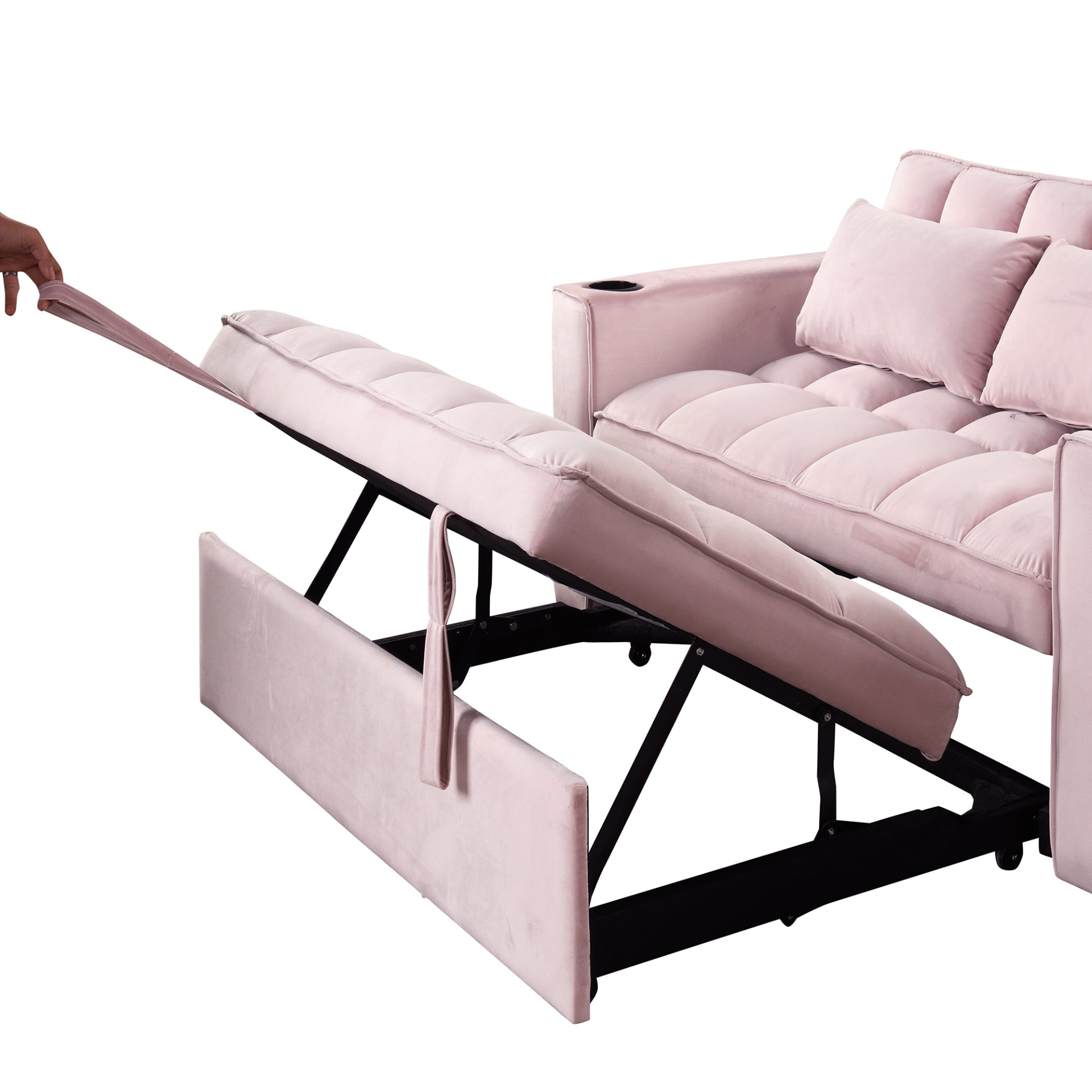 55.3" 4-1 Multi-functional Sofa Bed with Cup Holder and USB Port - Pink Sensual Secret Boutique